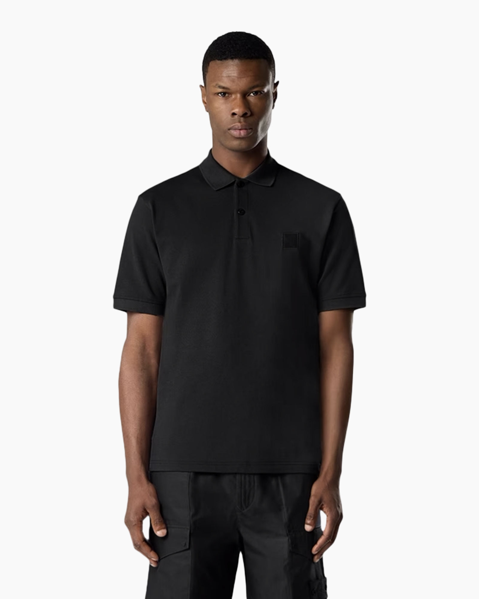 polo shirt, black, short sleeve, collar, slim fit