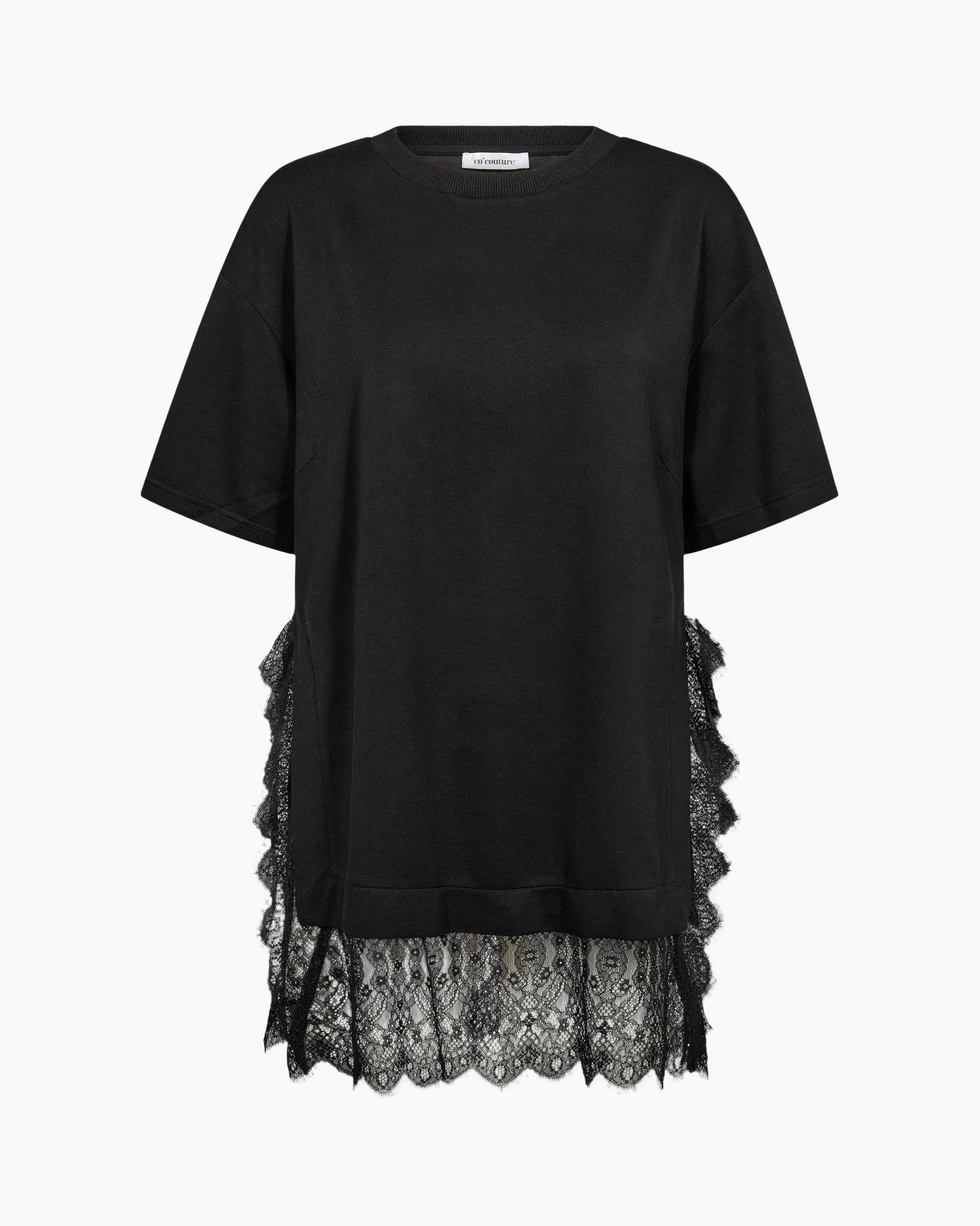 T-shirt Korte Mouw Larson Mix Lace Zwart