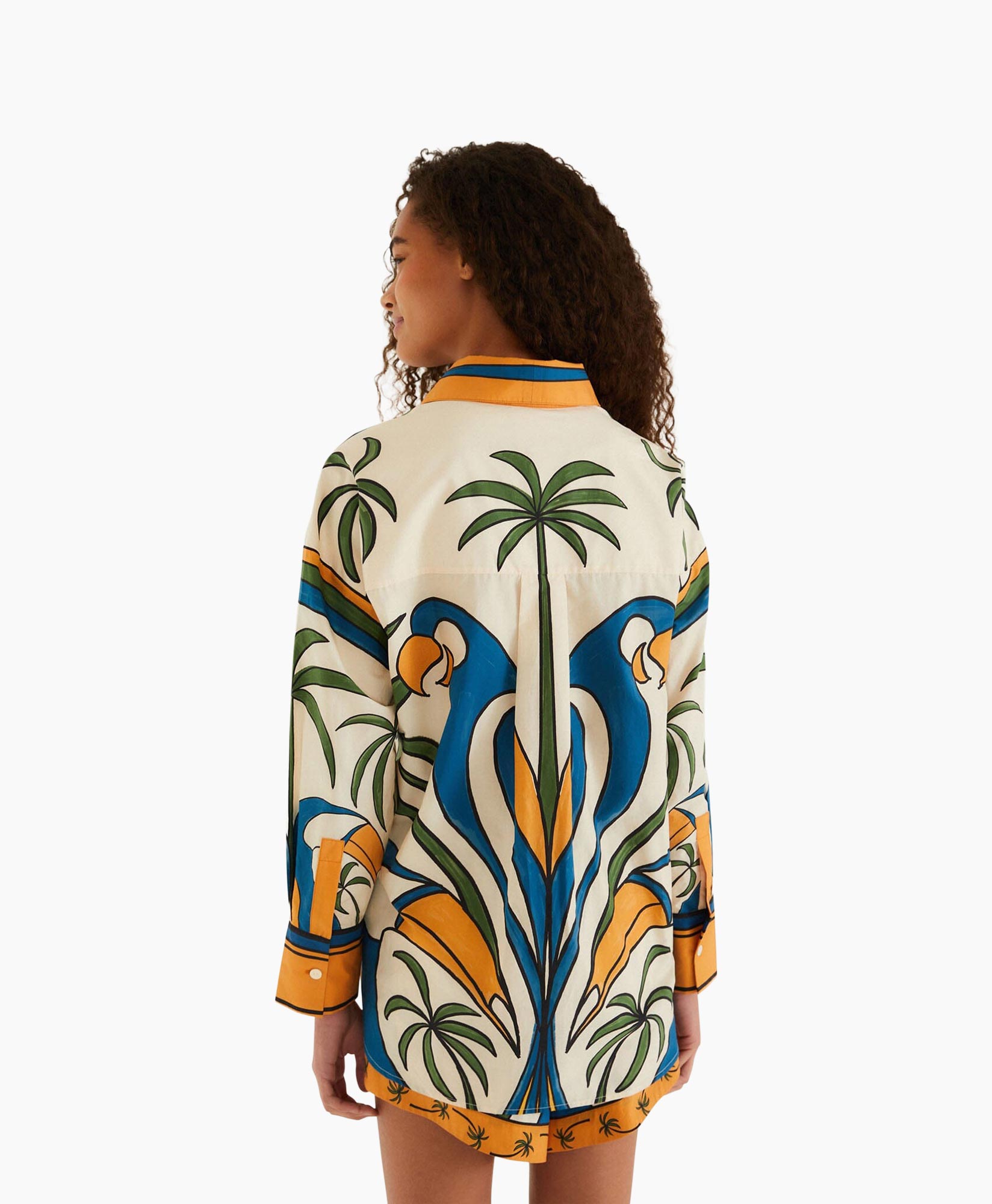 shirt, palm tree, bold print, long sleeve, button-down