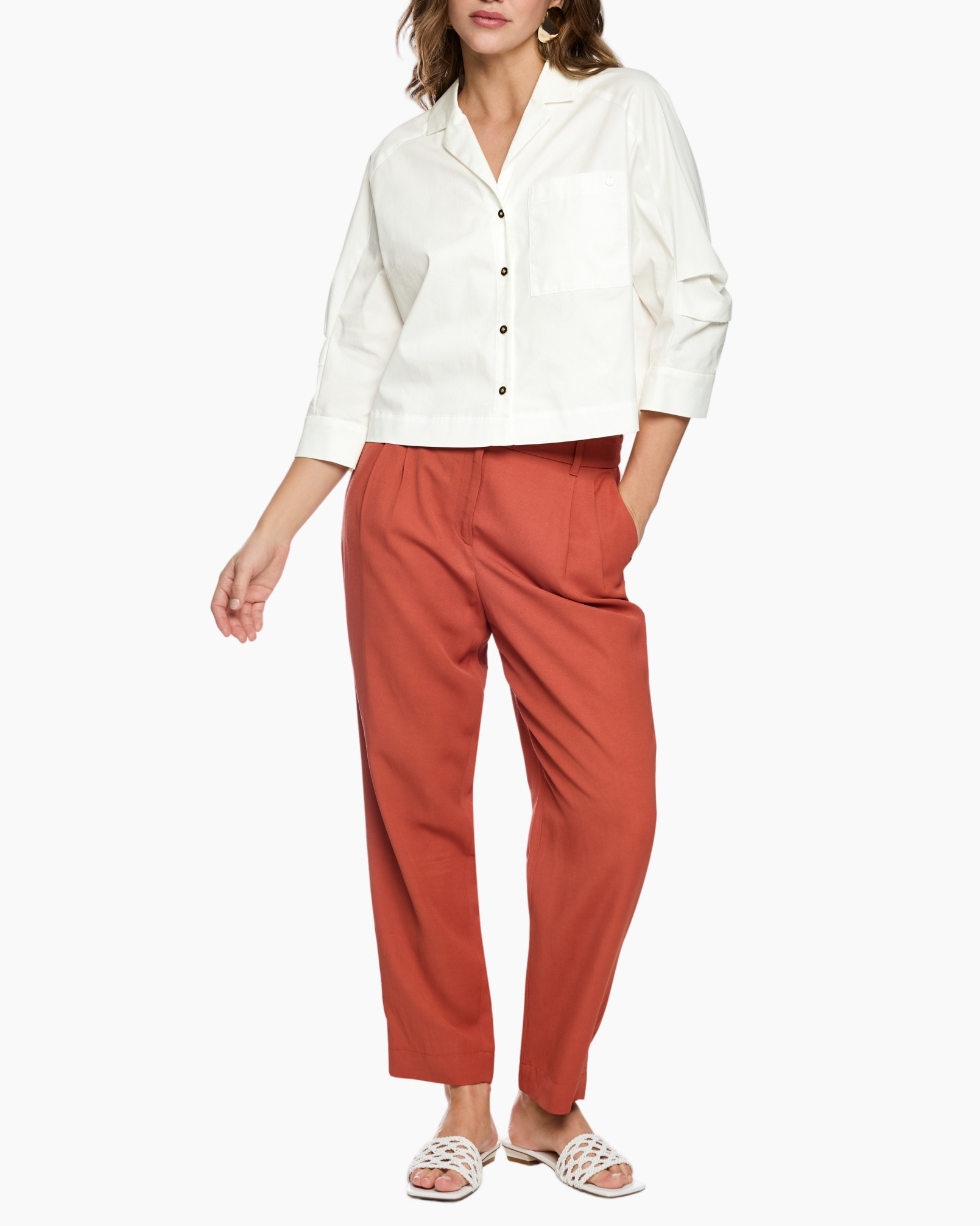 white shirt, button-down, long sleeve, pocket, soft white