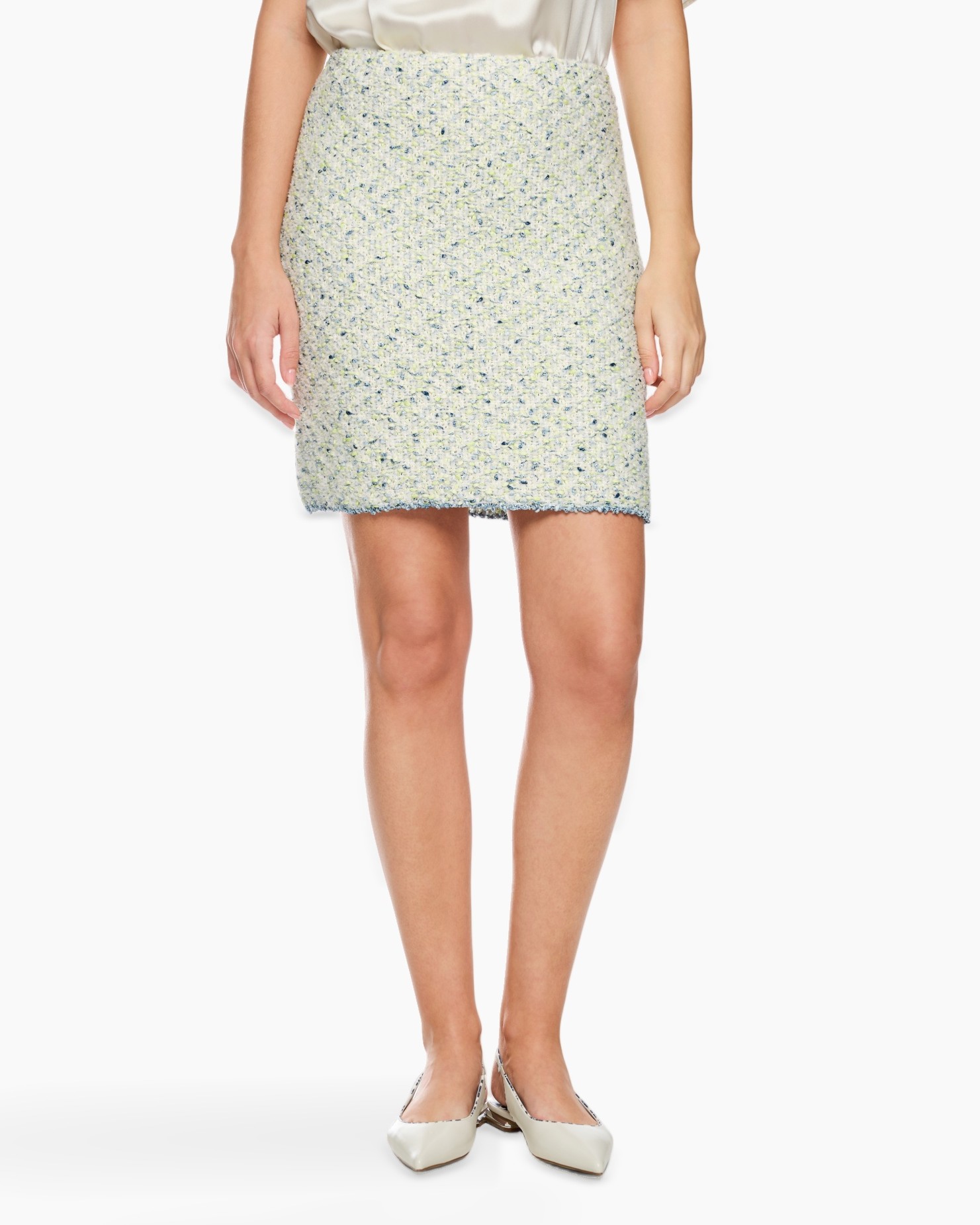 skirt, mini skirt, tweed, patterned, light color