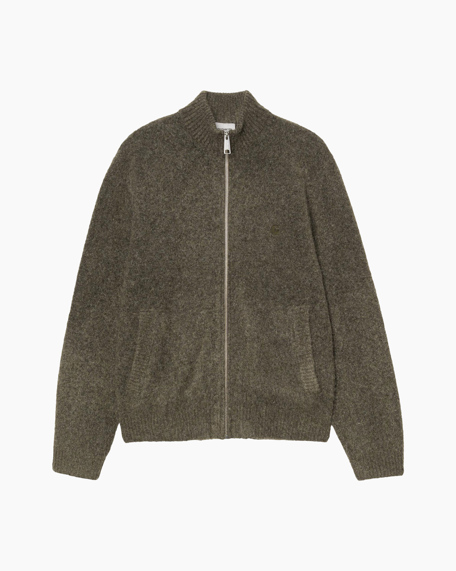 cardigan, zip, knit, olive, cozy