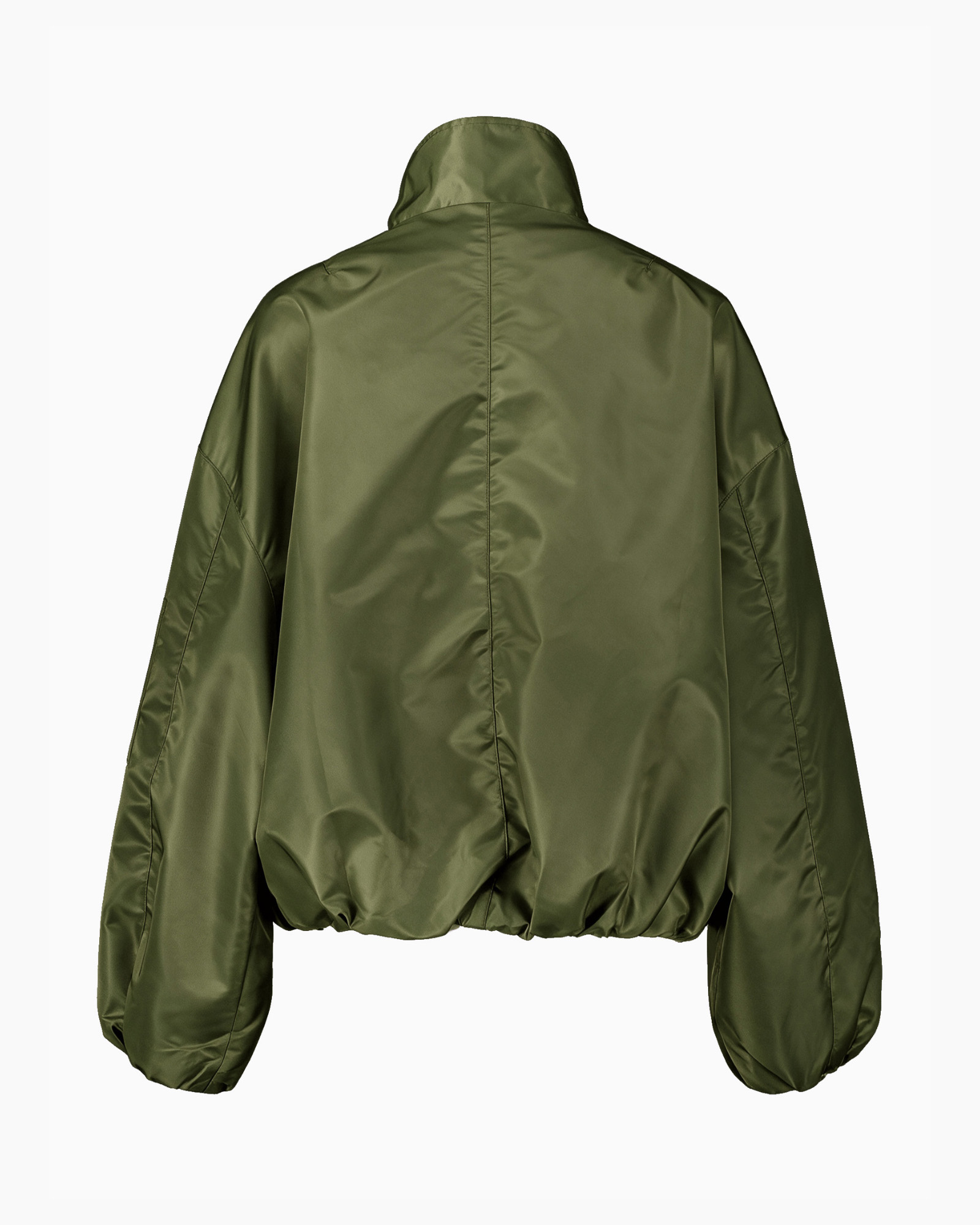 jacket, olive, puffer, bomber, back view, jacket, olivgreen, puffer, back view, long sleeves, jacket, windbreaker, olive, collar, puffer sleeves, jacket, windbreaker, olive green, puffer style, back view