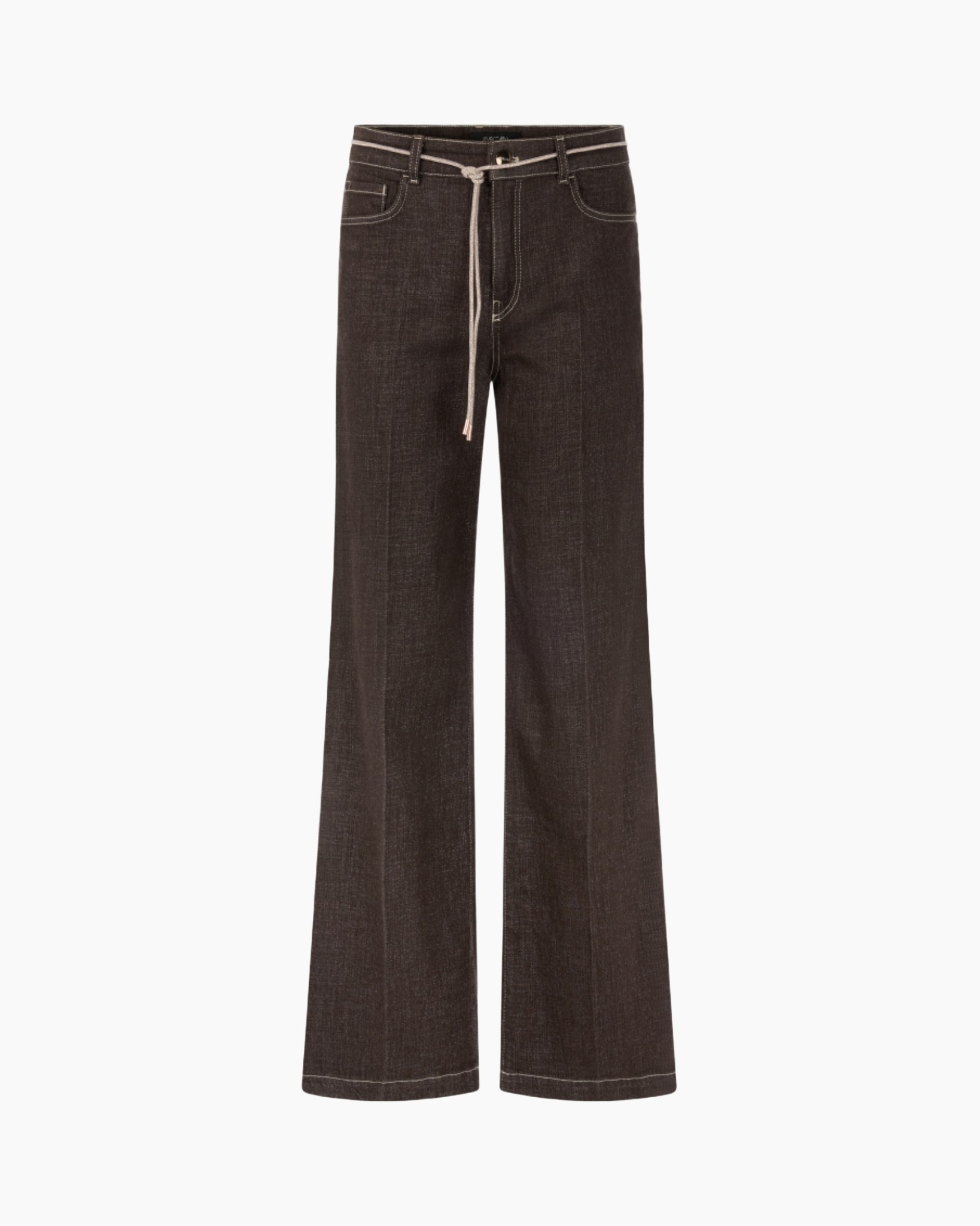 pants, wide-leg, denim, brown, drawstring