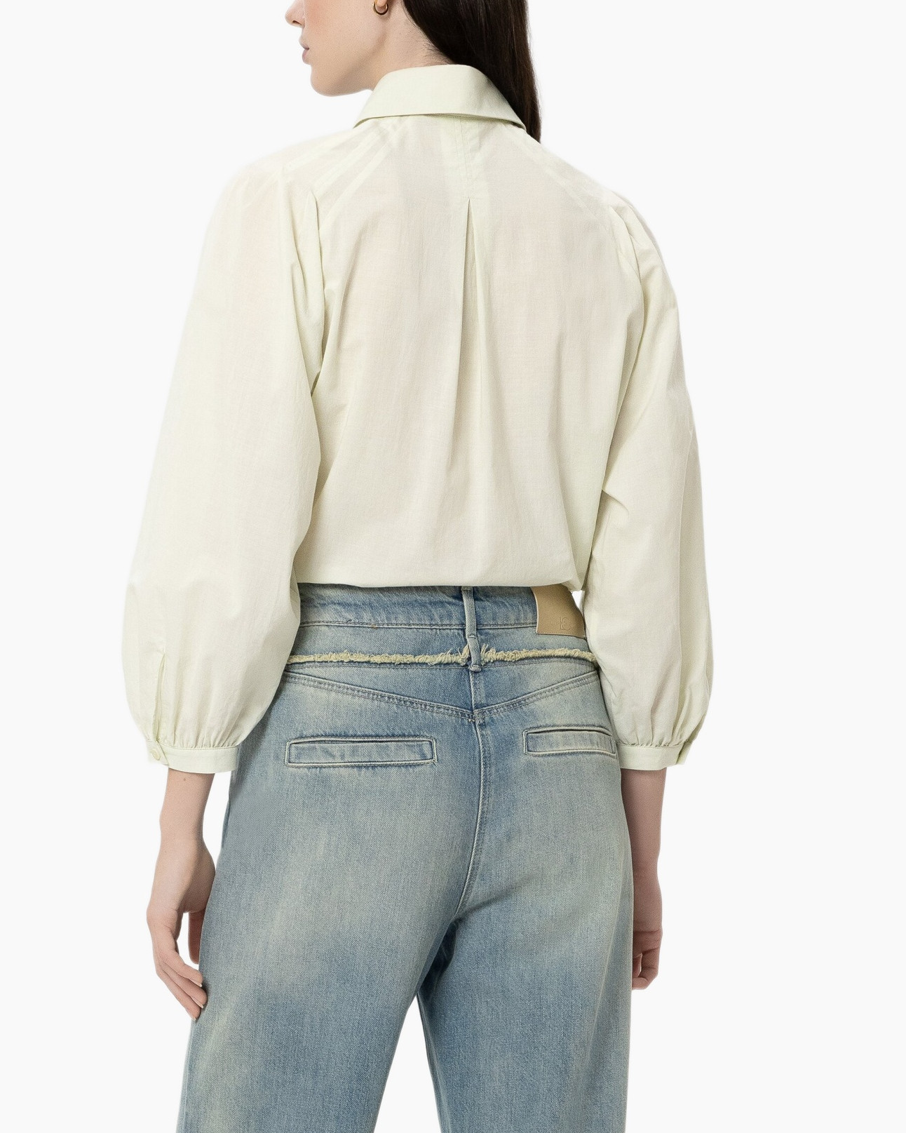 blouse, collared shirt, long sleeves, puff sleeves, light color