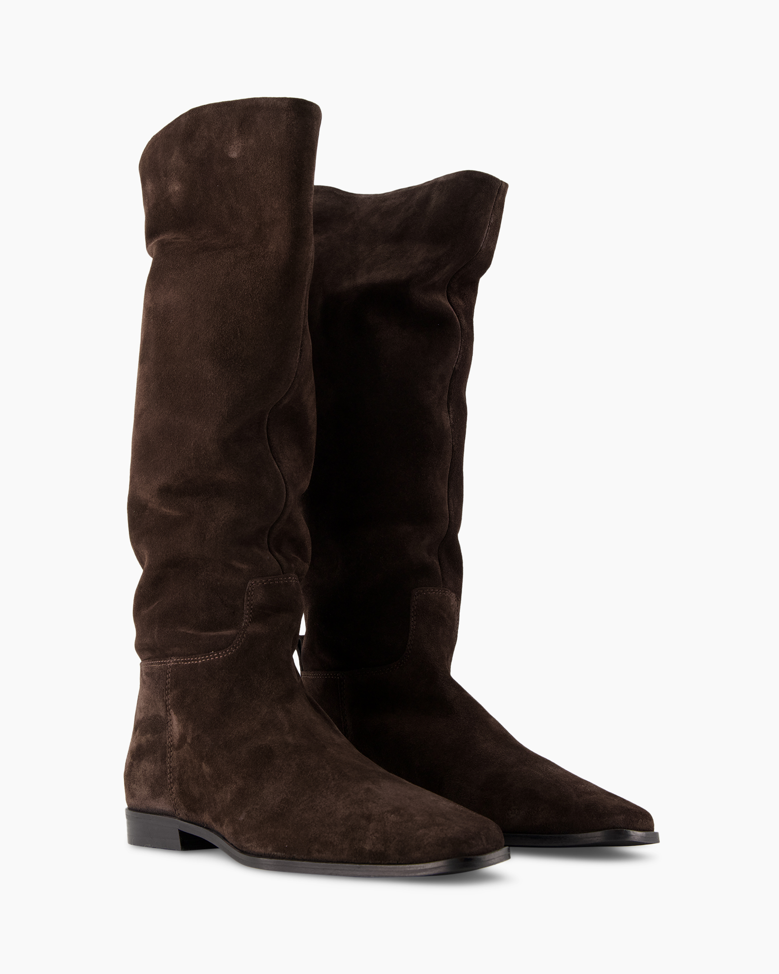 boots, knee-high, brown,  suede, flat sole