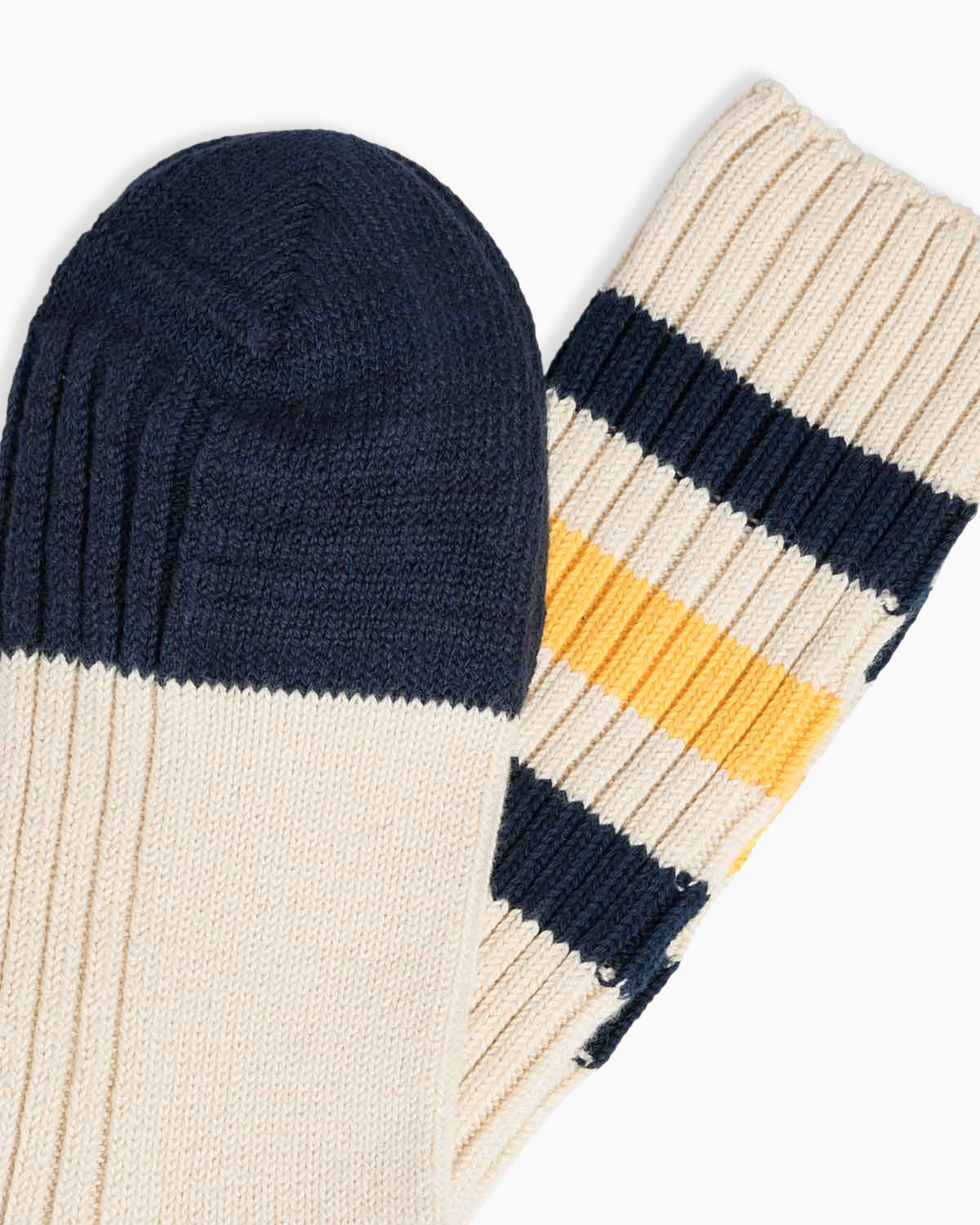 socks, knee-high, striped, beige, navy