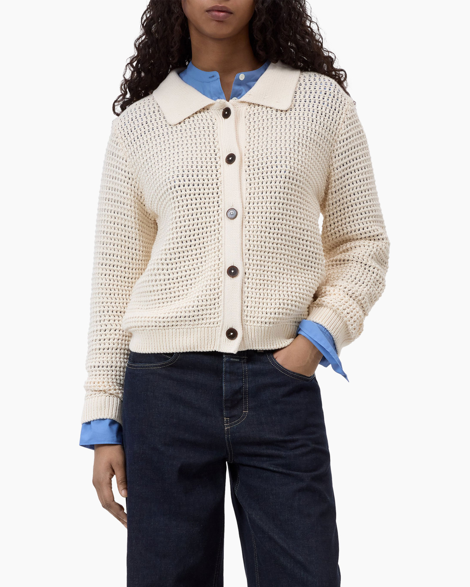 cardigan, knit, cream, buttons, collar
