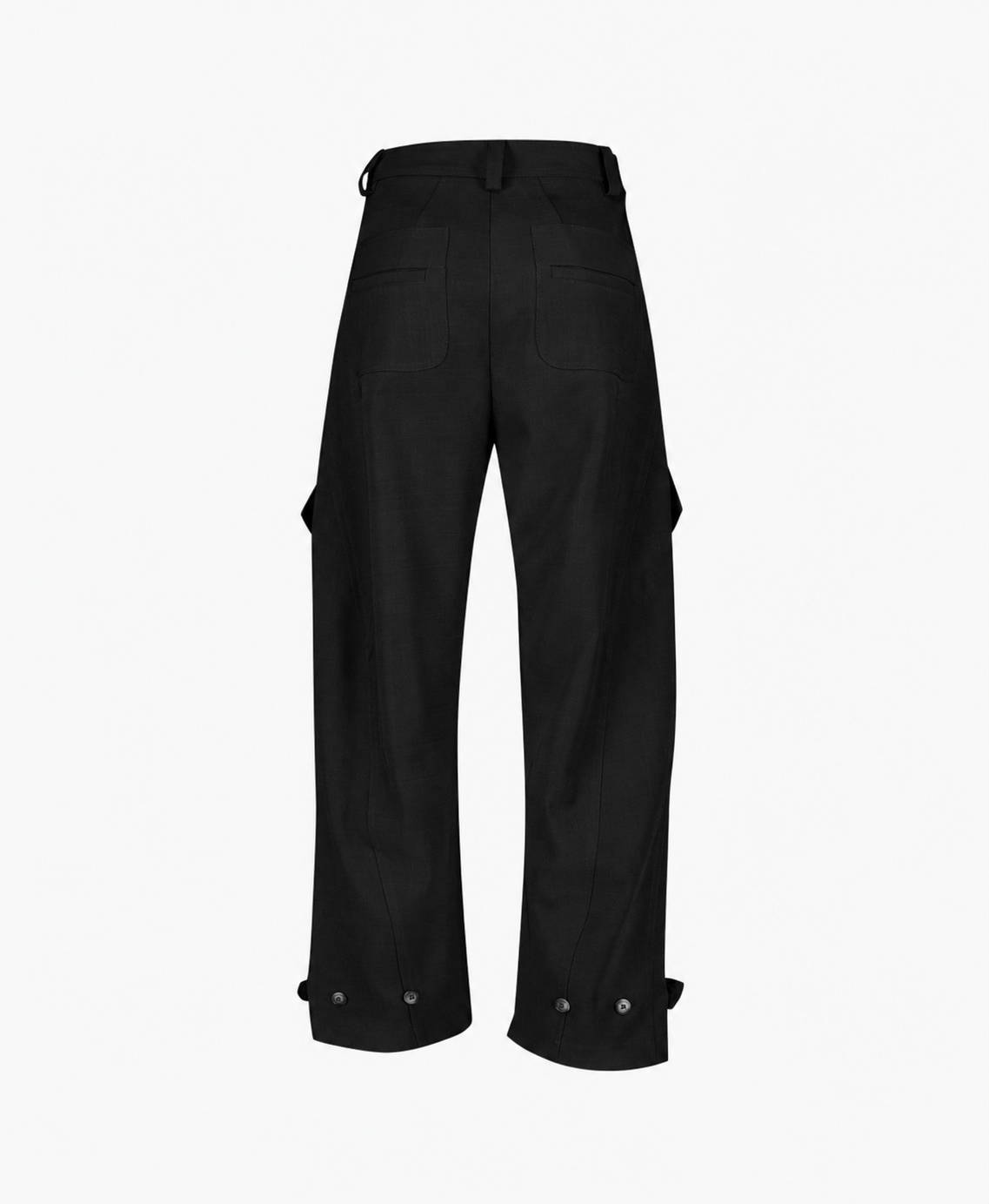 pants, trousers, cargo pants, black, back view