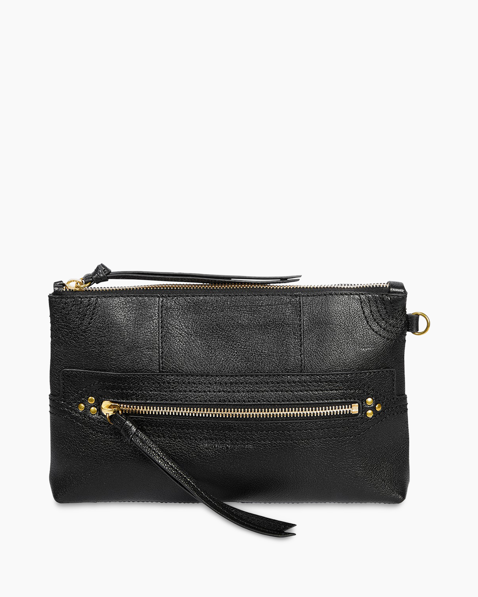 clutch, wallet, black, leather, zipper