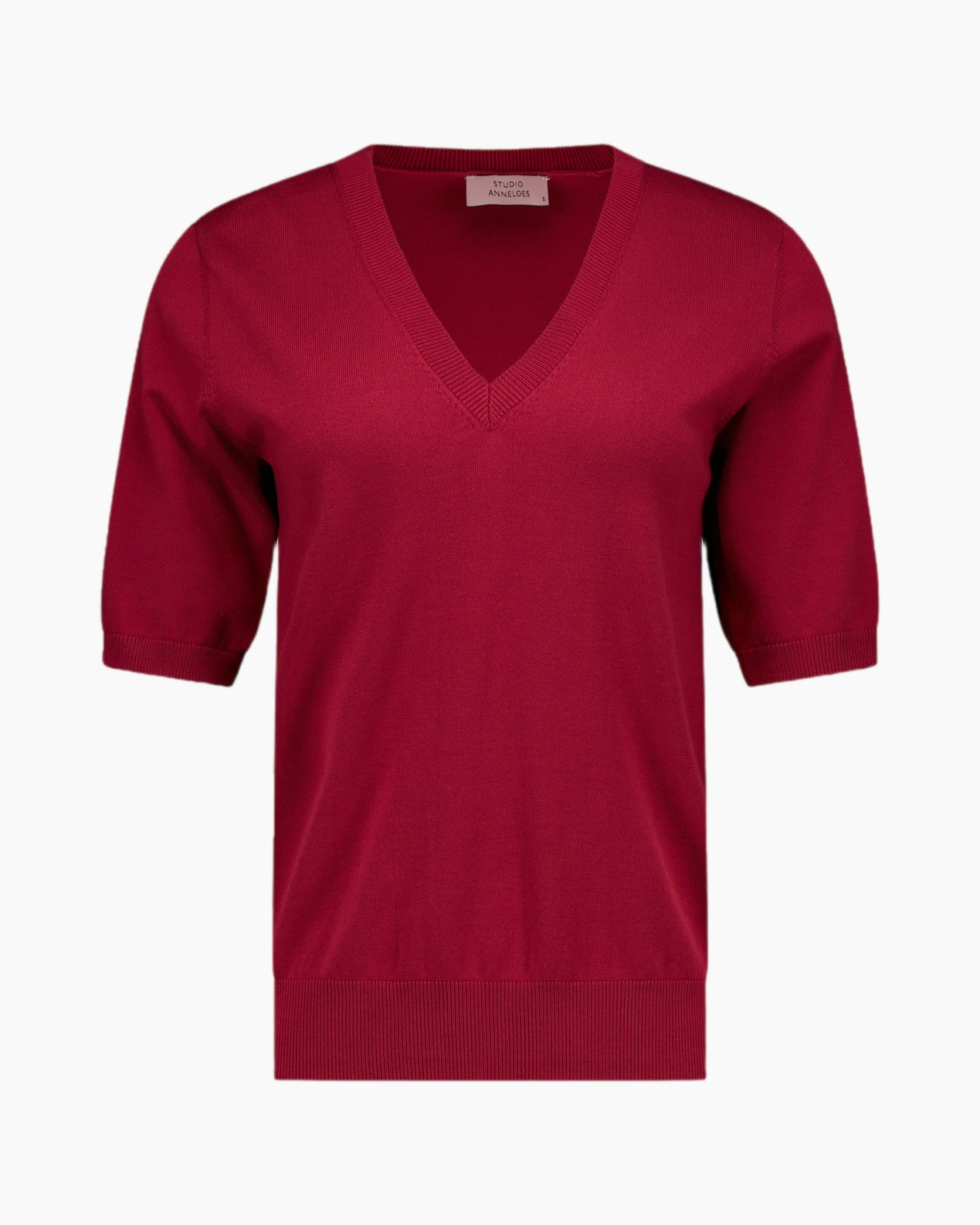 sweater, V-neck, short sleeve, knit, solid color