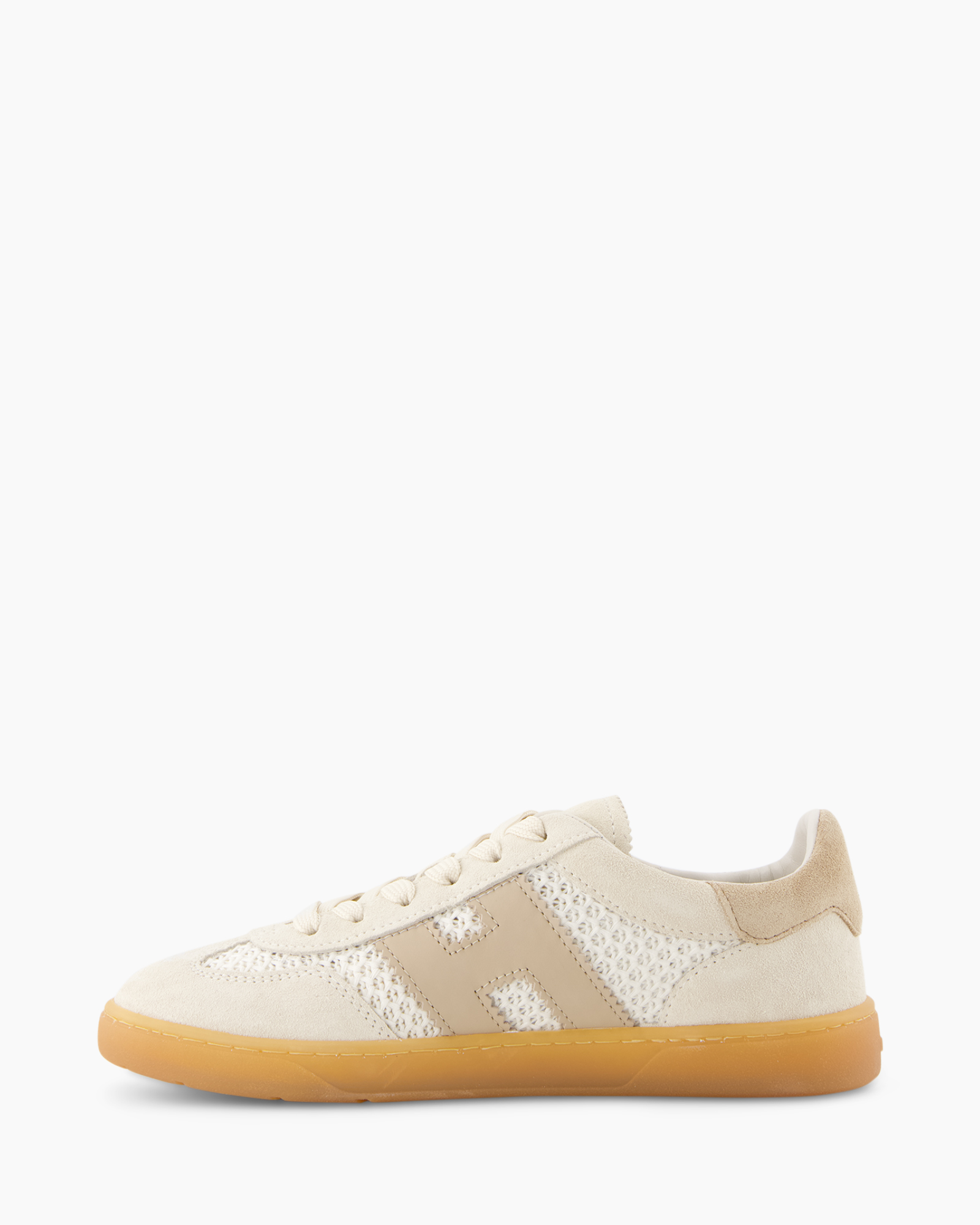 sneaker, shoe, lace-up, beige, gum sole
