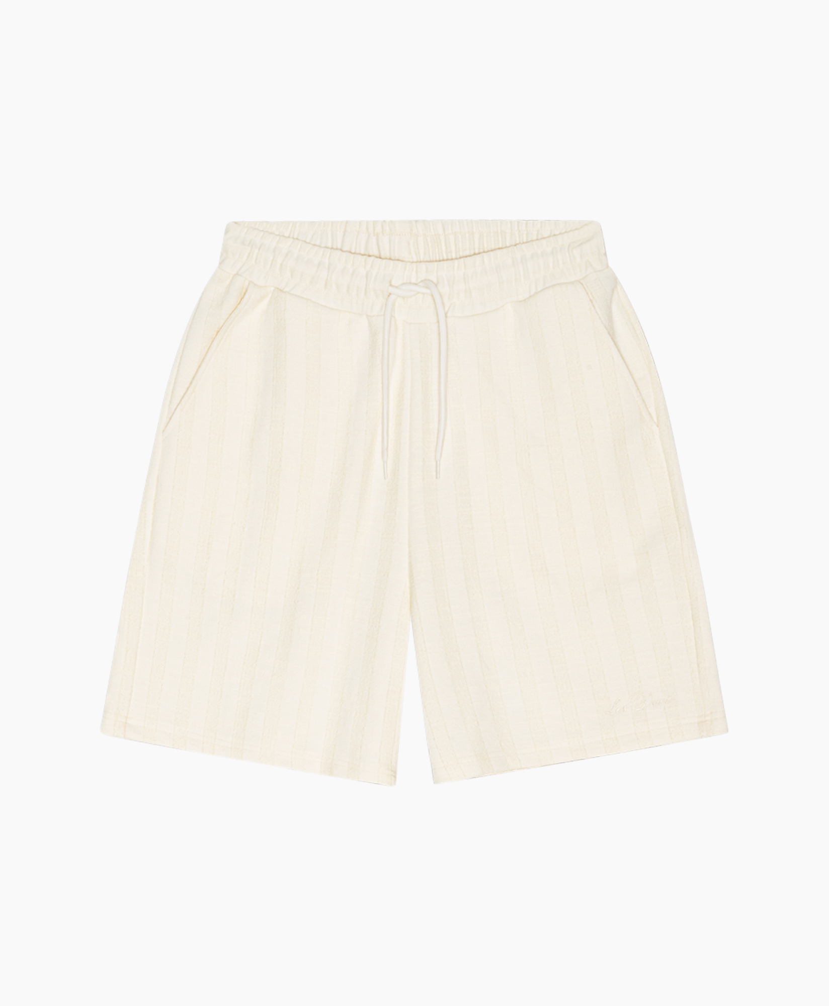 shorts, elastic waistband, drawstring, linen, striped pattern