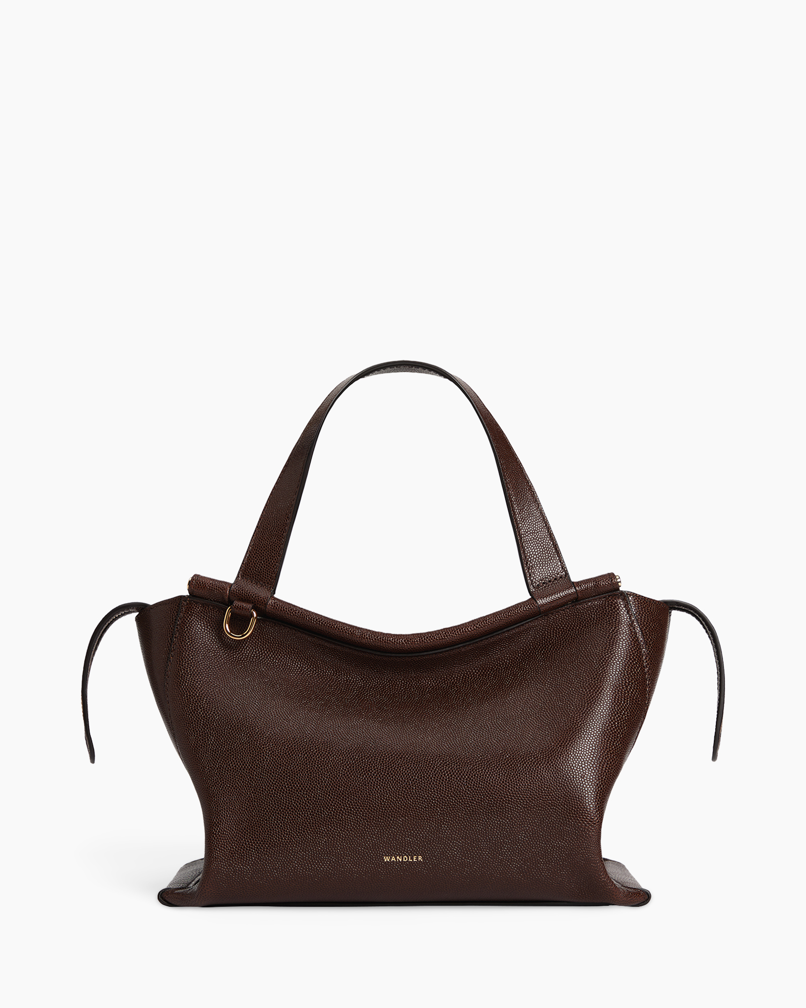 handbag, brown, pebbled leather, shoulder bag, soft curved silhouette