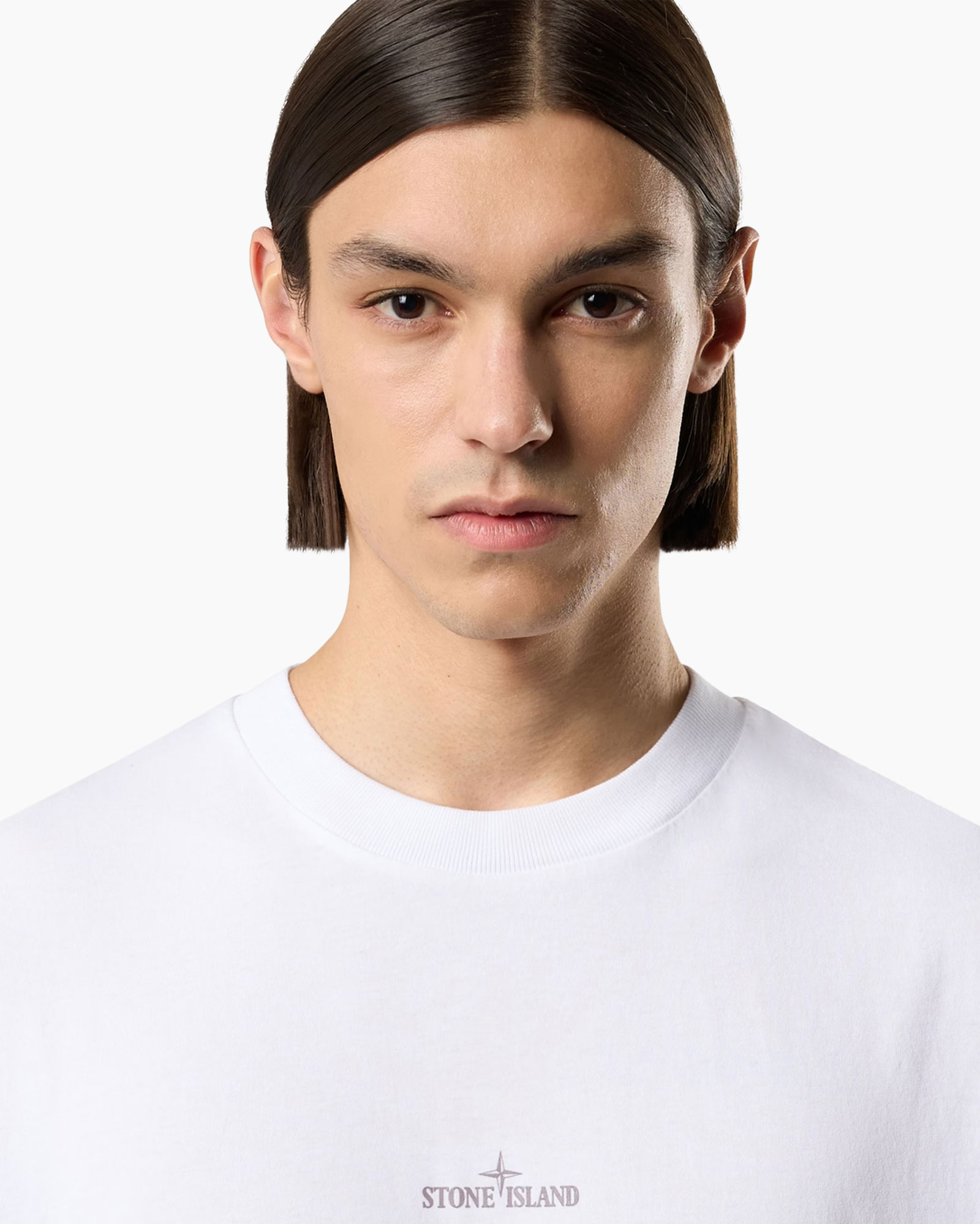 tshirt, white, crew-neck, cotton, stone island logo