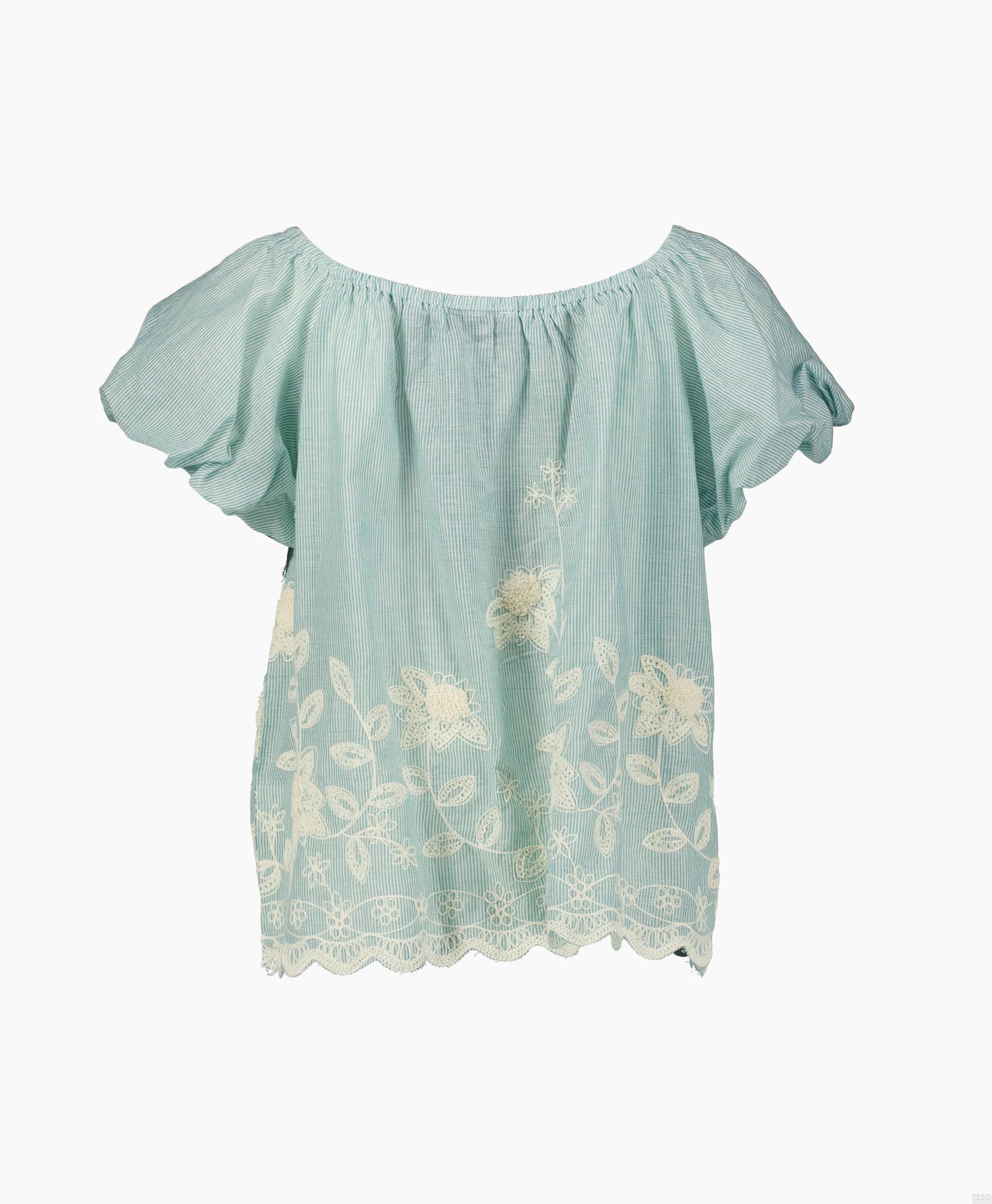 off-the-shoulder, top, blouse, embroidery, lace hem