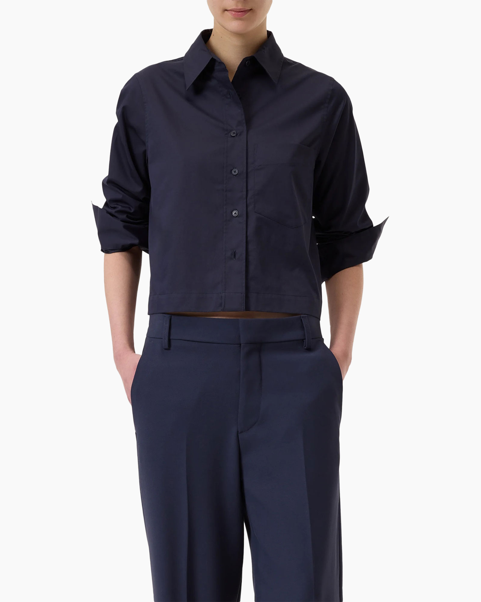 Blouse Cropped Classic Donker Blauw