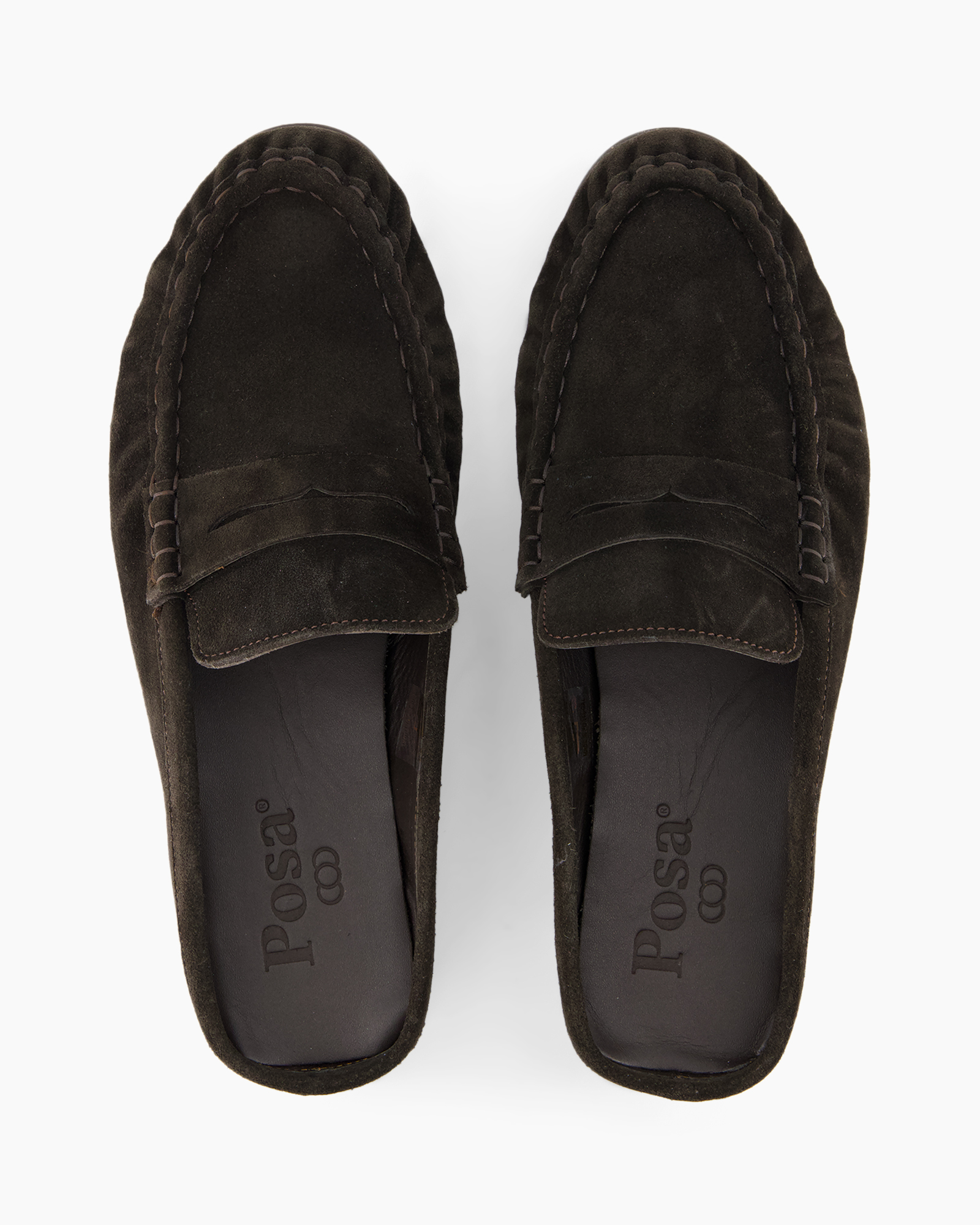 loafers, moccasins, dark brown, suede, slip-on