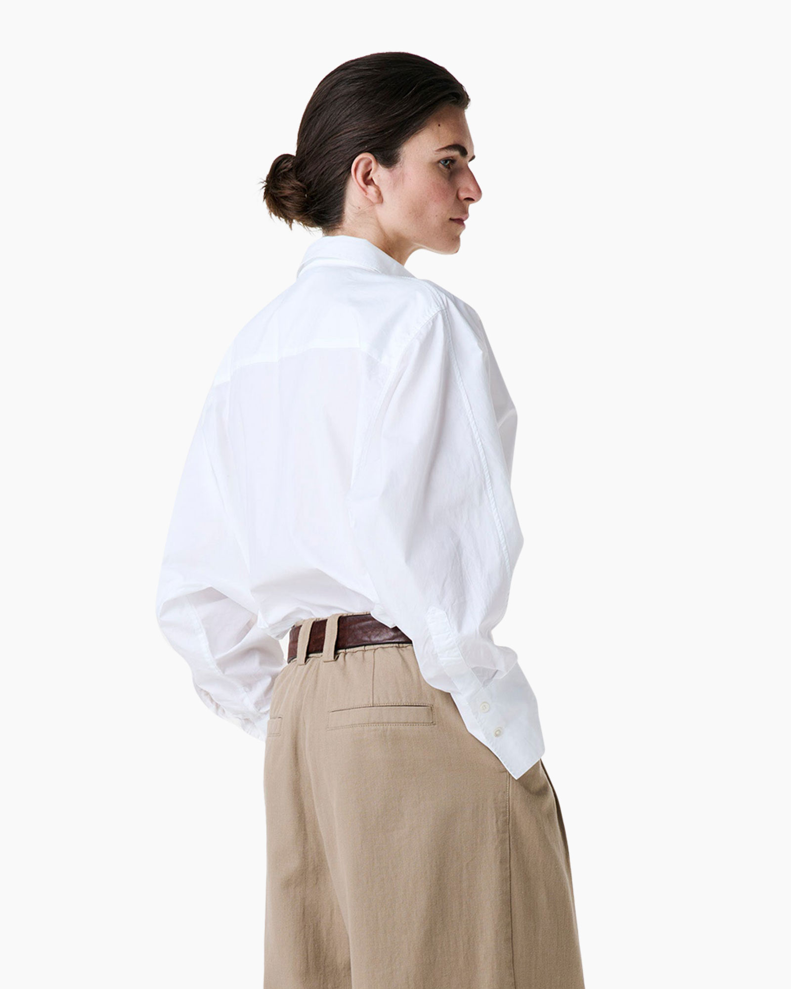 shirt, white, loose, long-sleeve, collared