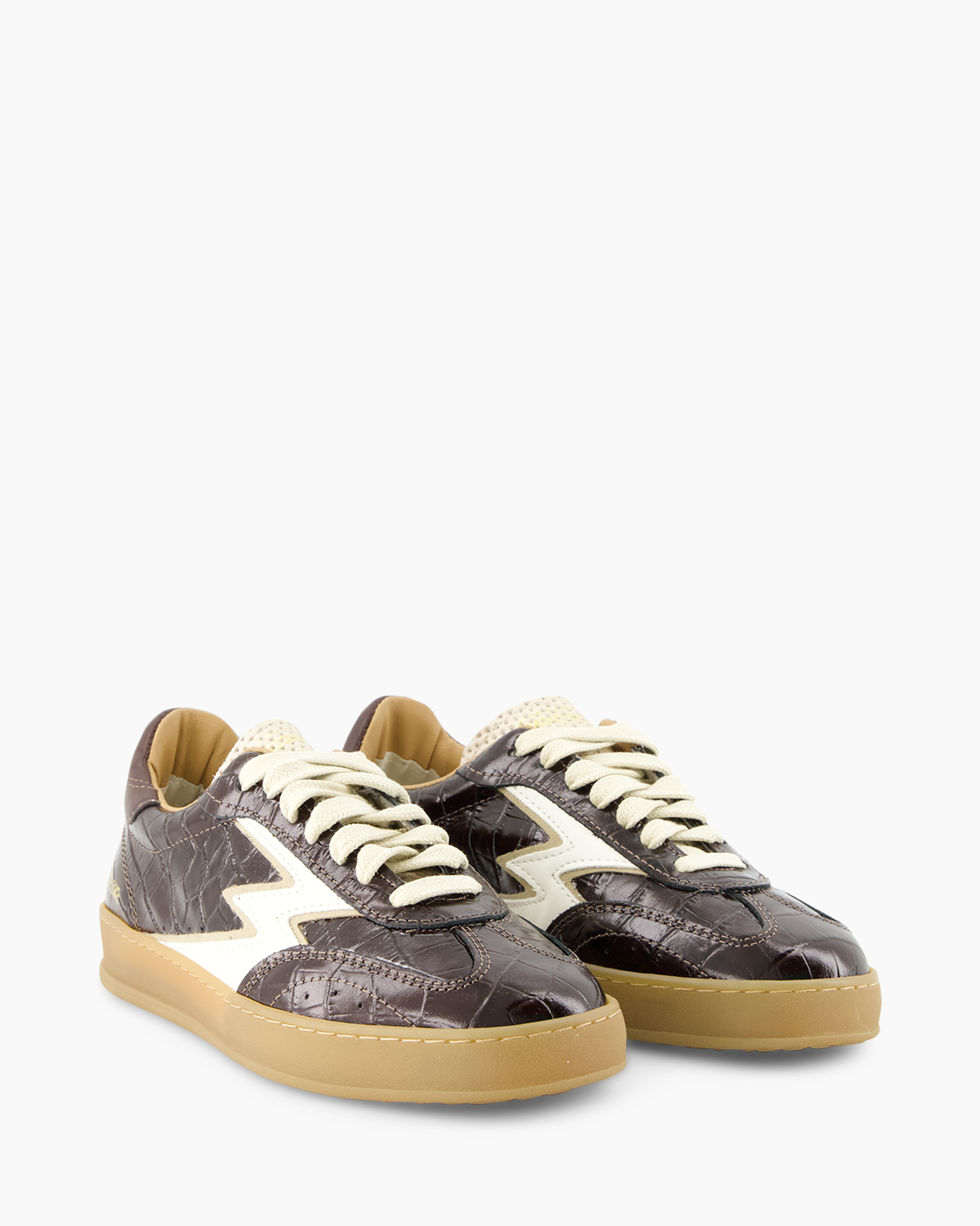 sneakers, leather, brown, white-trim, gum sole