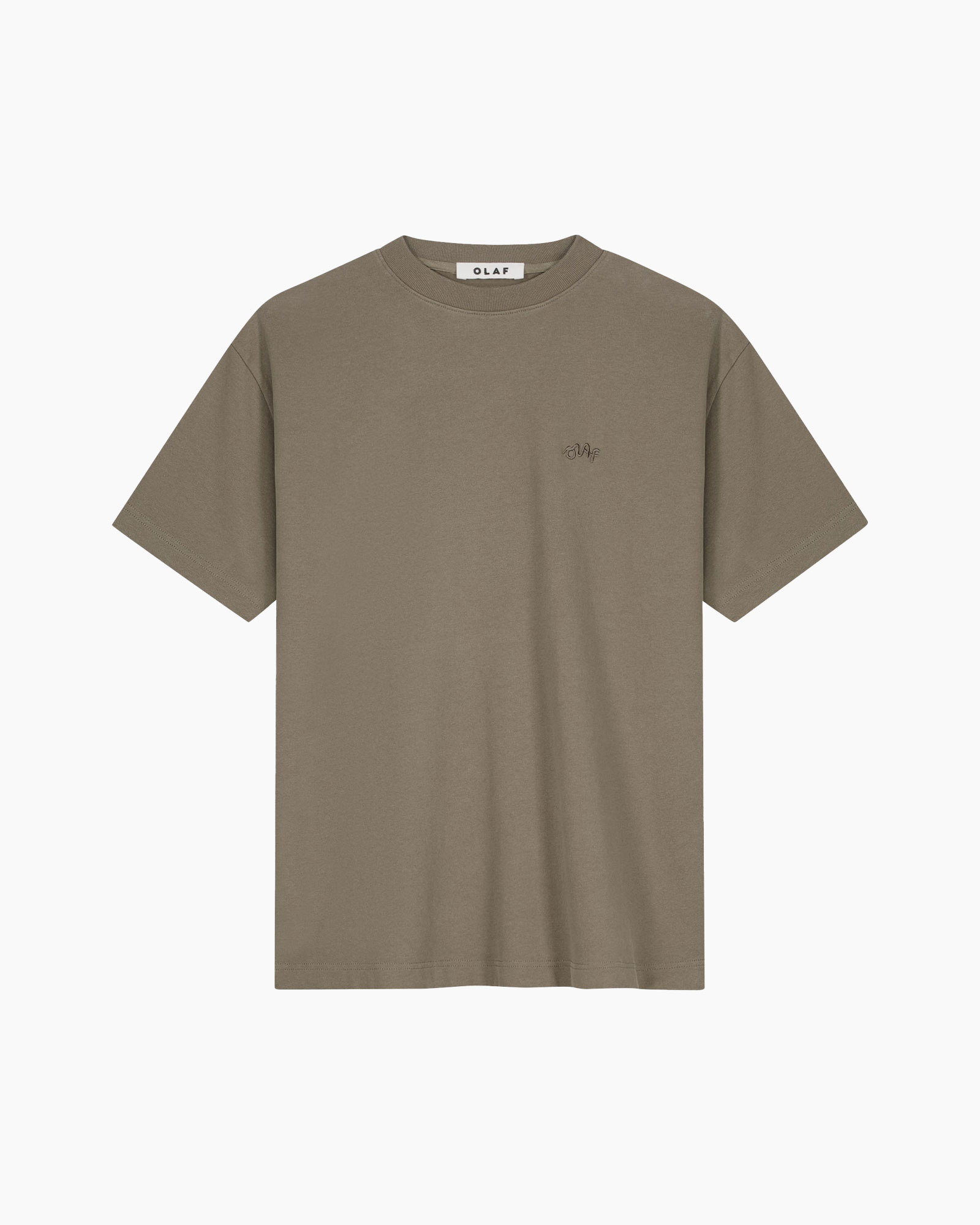t-shirt, short-sleeve, olive, crew-neck, logo small