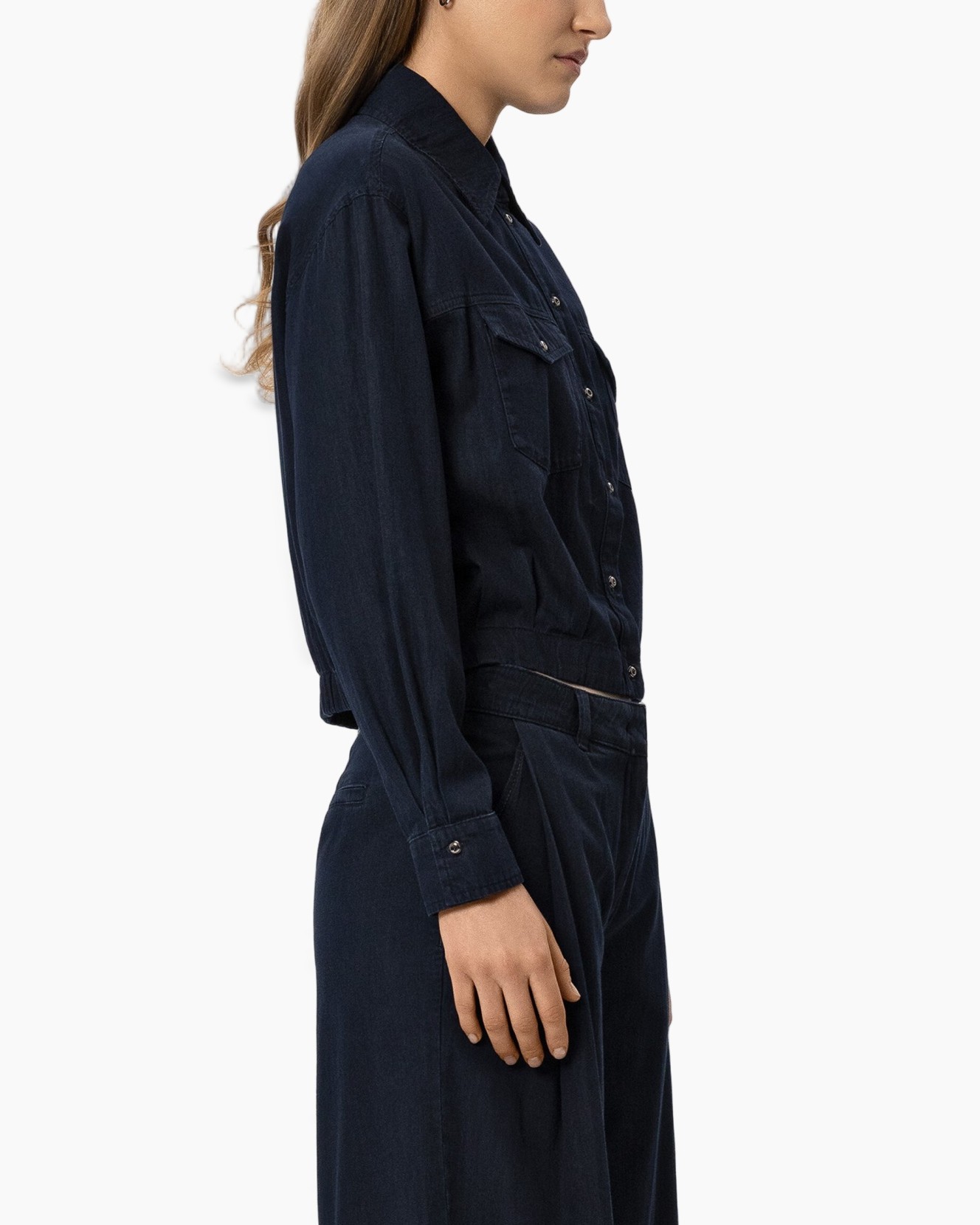 denim, shirt, dark blue, collar, pocket