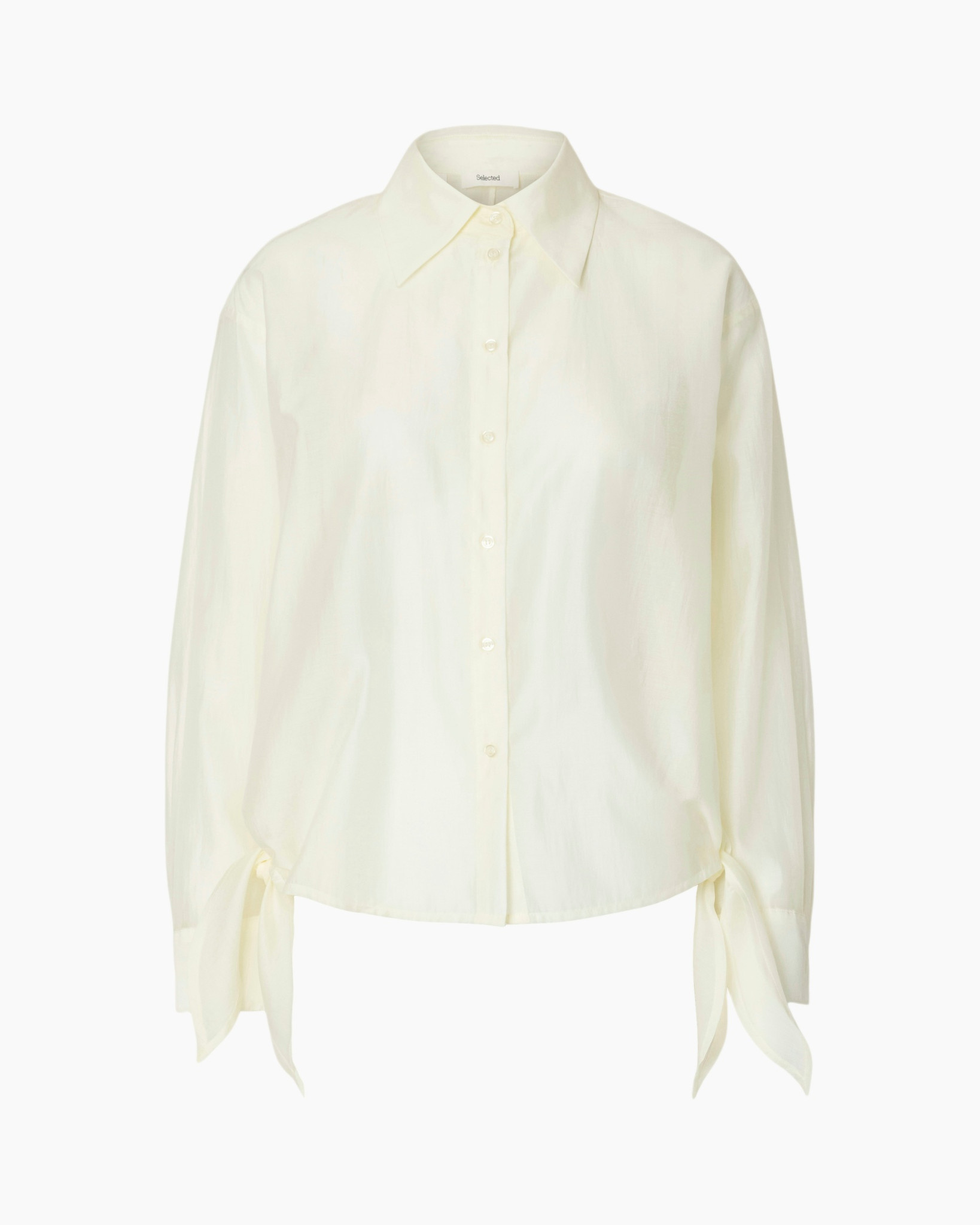 Blouse Iris Relaxed Ls Tie Detail Shirt Ecru