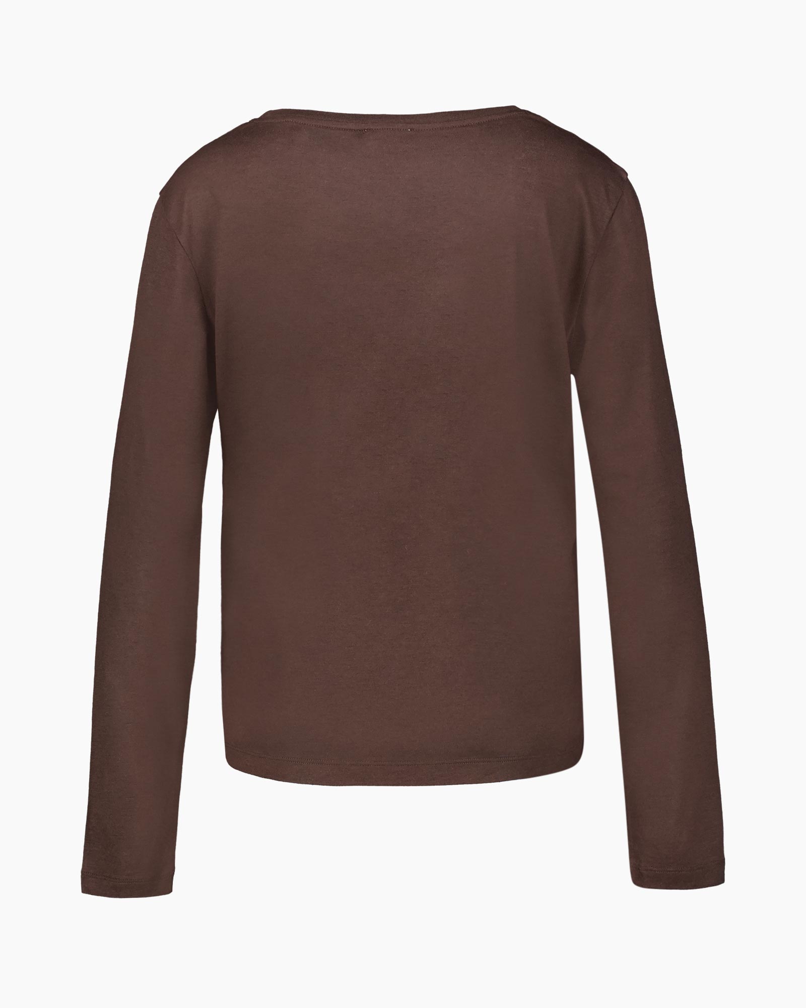 long-sleeve, brown, crew-neck, basic, top