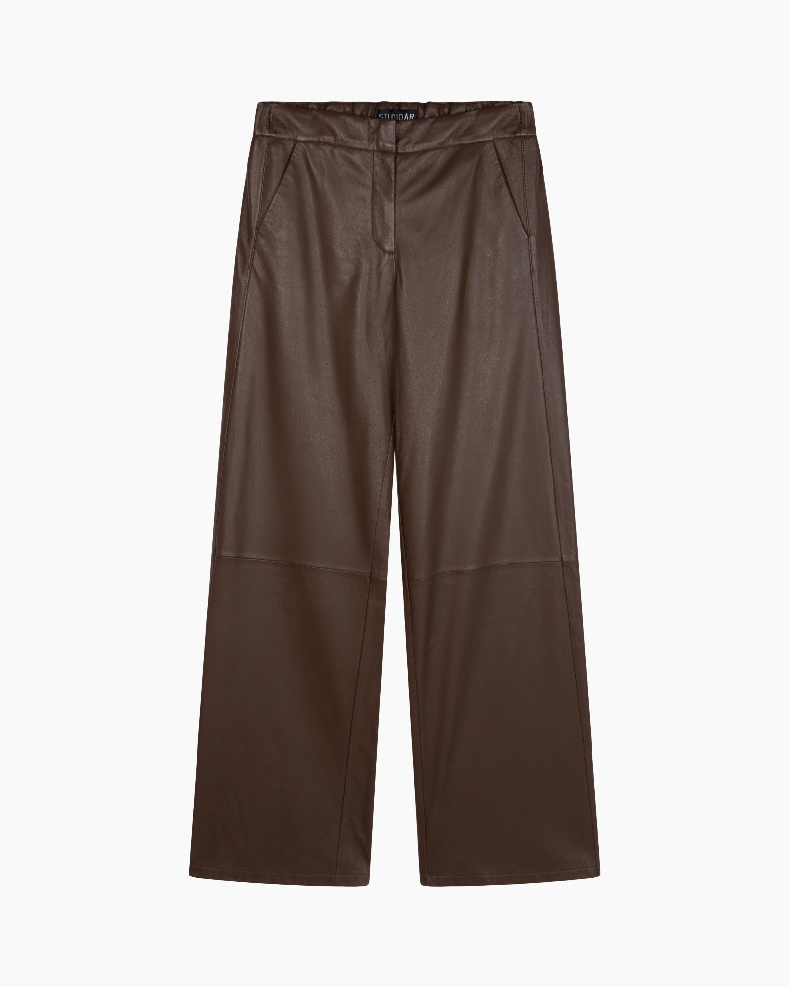 pants, trousers, brown, leather-look, wide-leg
