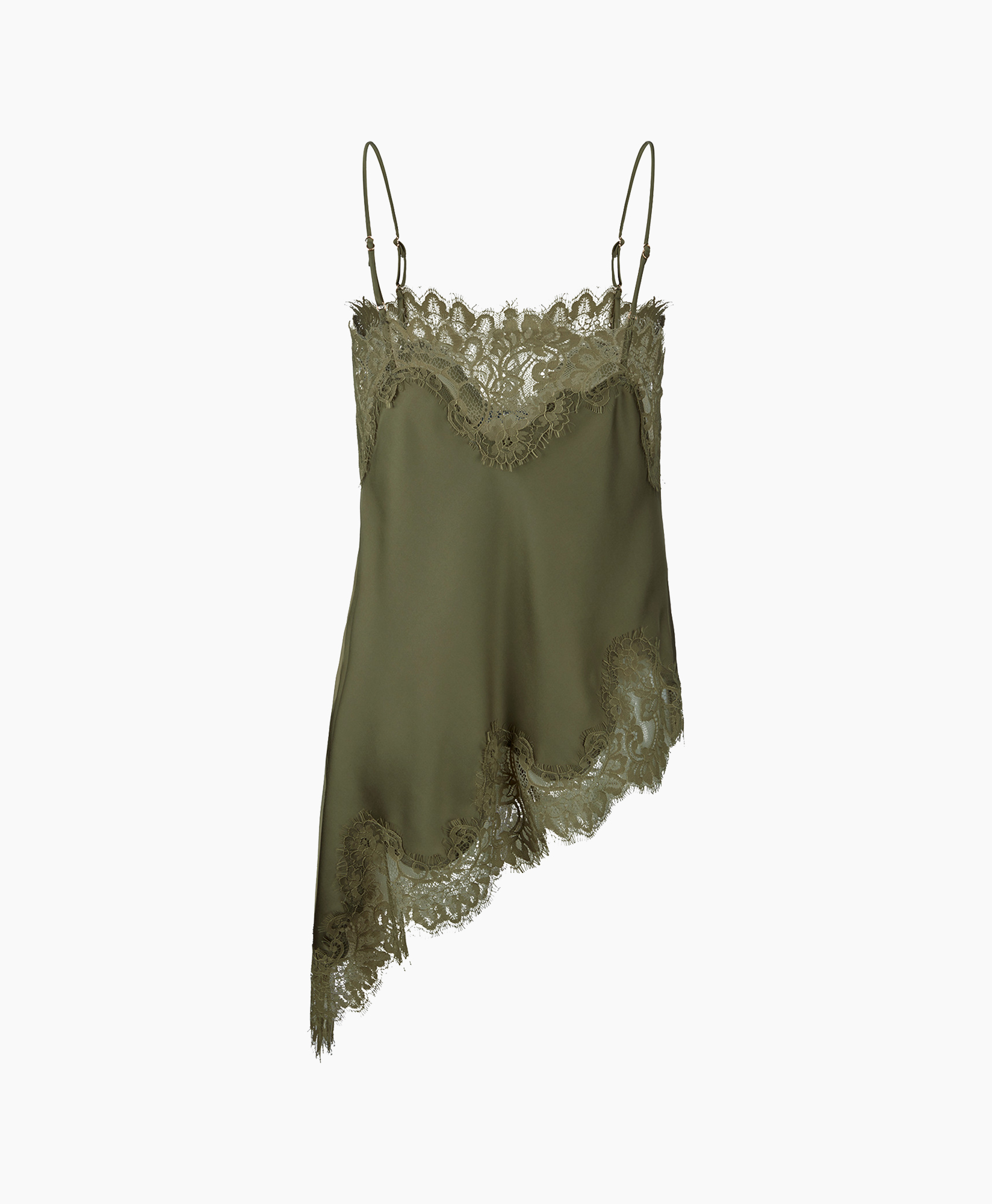 slip, nightgown, satin, lace, asymmetric hem