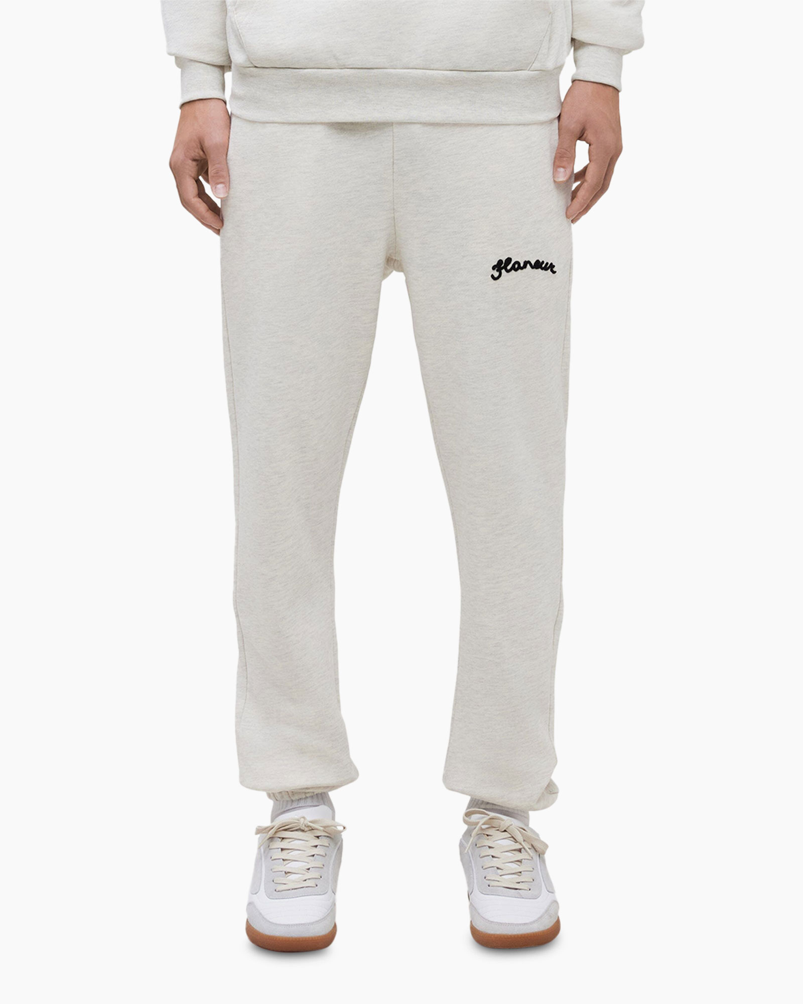 sweatpants, pull-on, logo, gray, casual pants