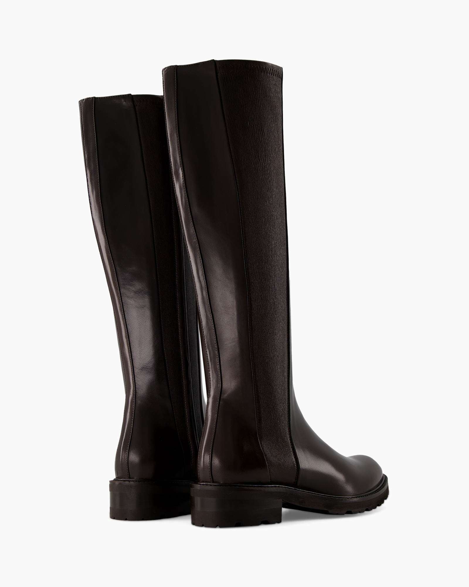 knee-high, boots, leather, black, sole