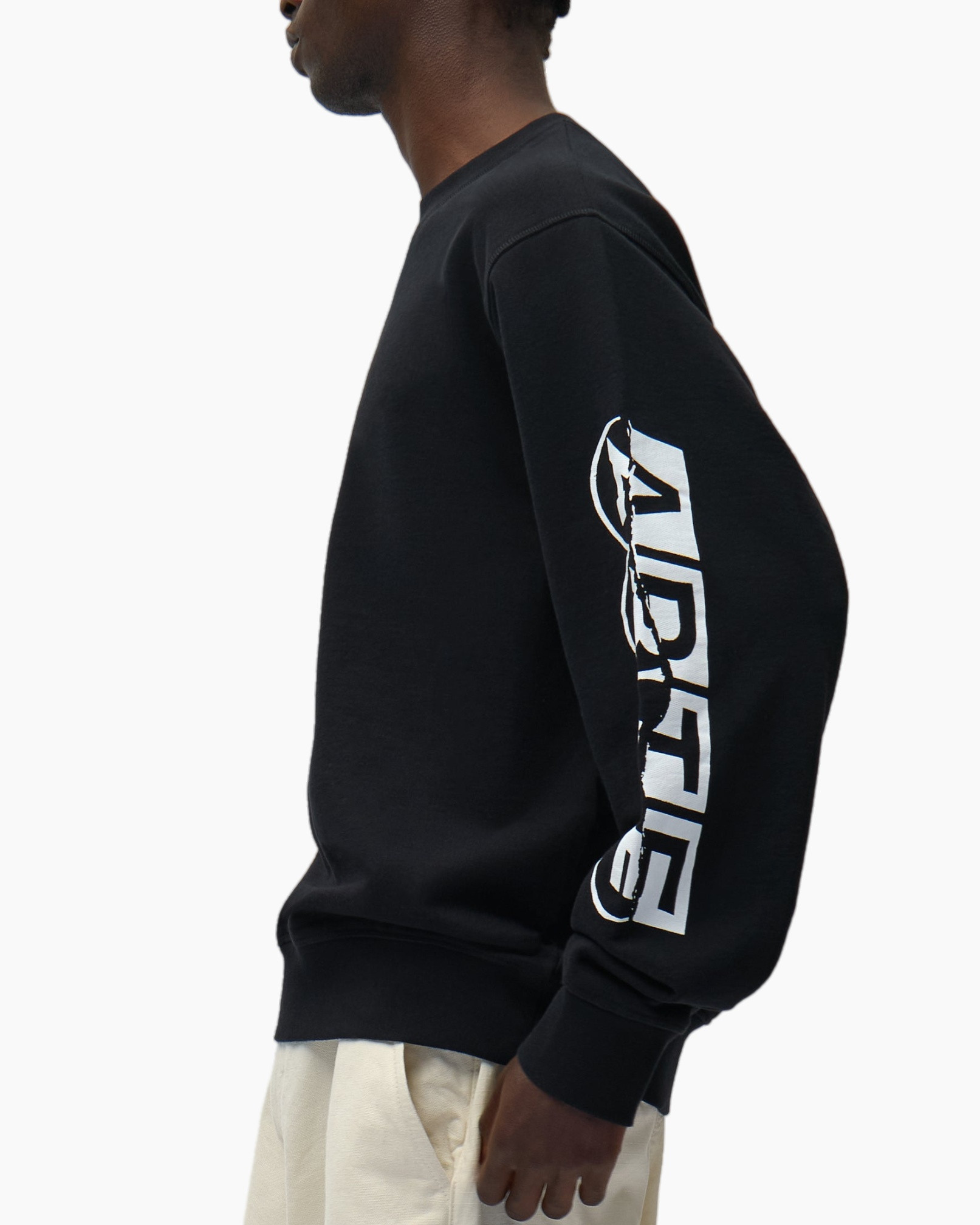 sweatshirt, long-sleeve, black, graphic-print, arm-graphic