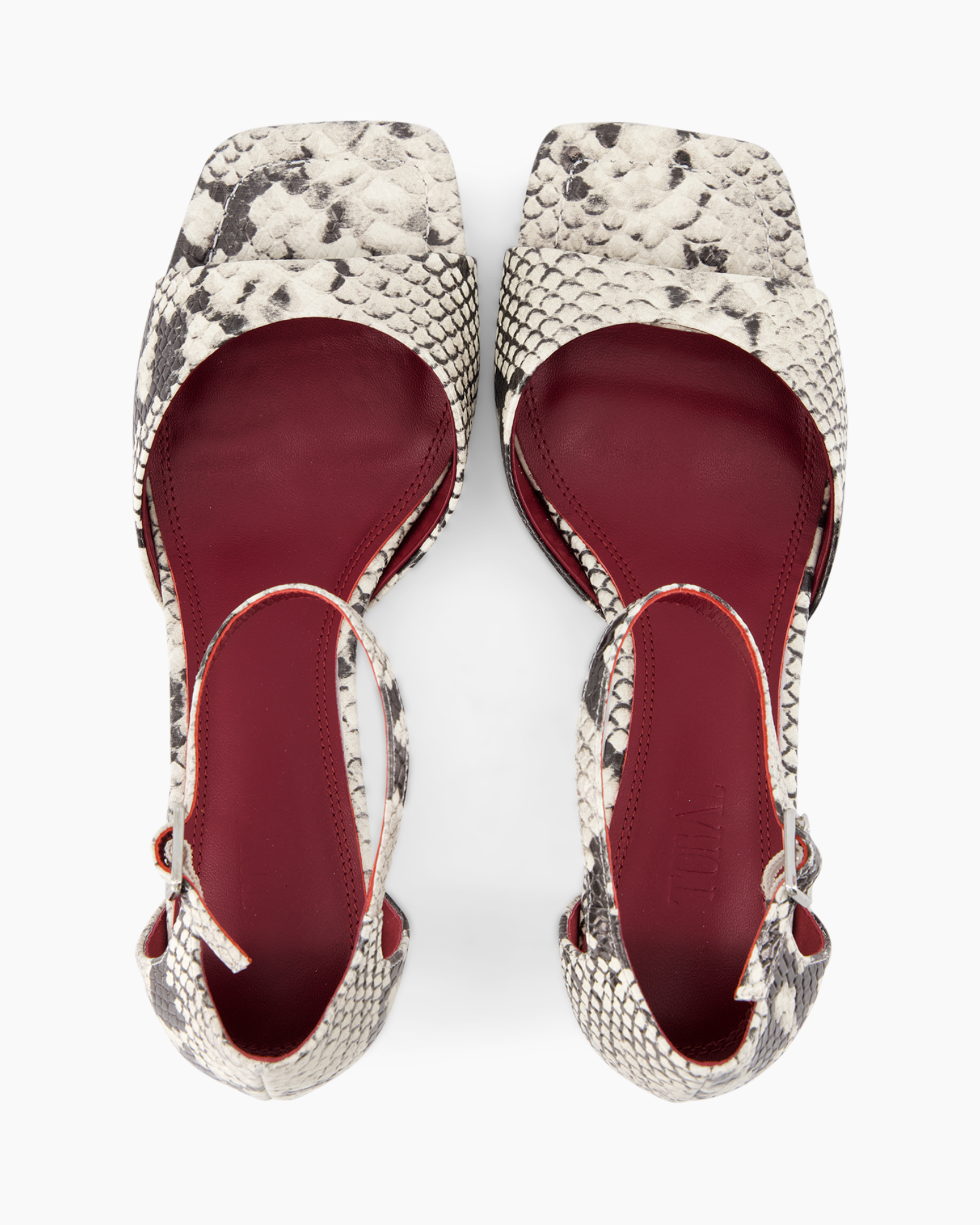 sandals, open-toe, snake-print, slip-on, heels