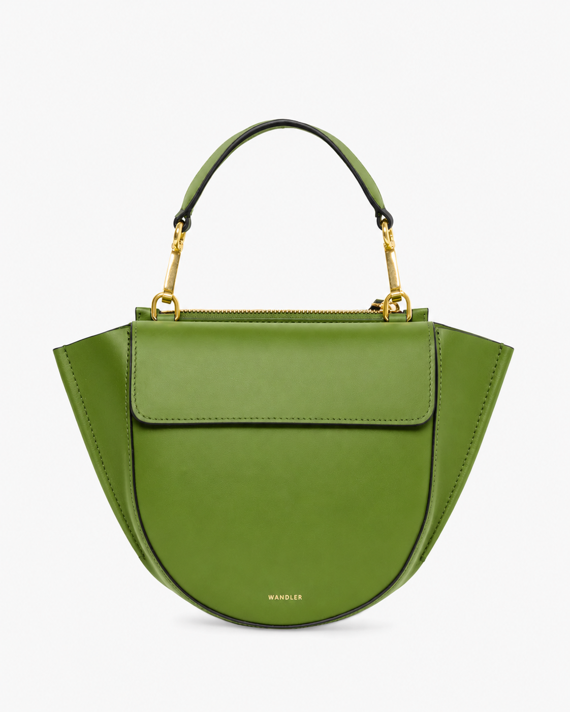 handbag, green, leather, top-handle, zipper