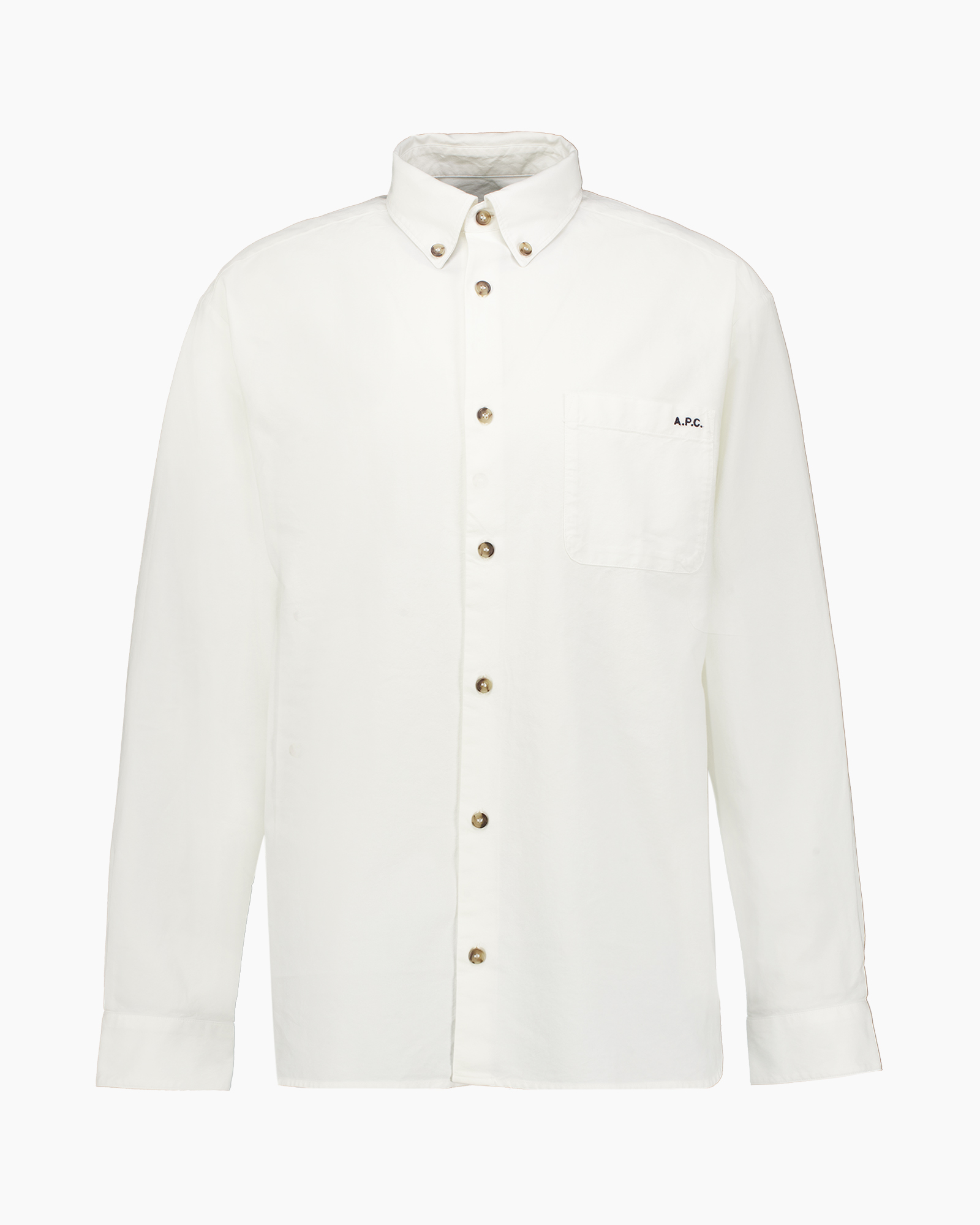 shirt, button-down, long-sleeve, pocket, white