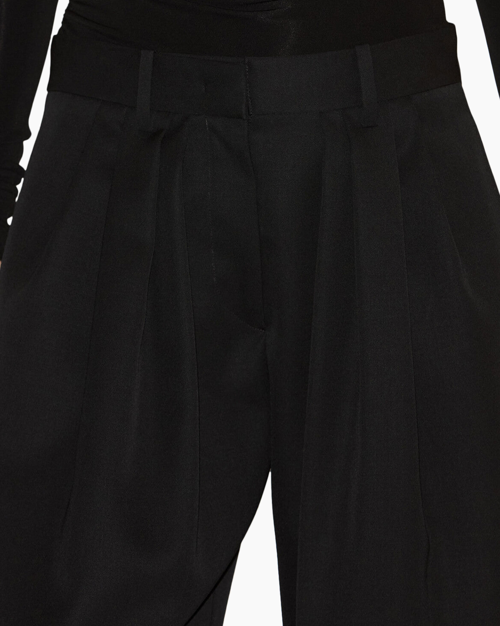 pants, black, pleated, high-waist, trousers