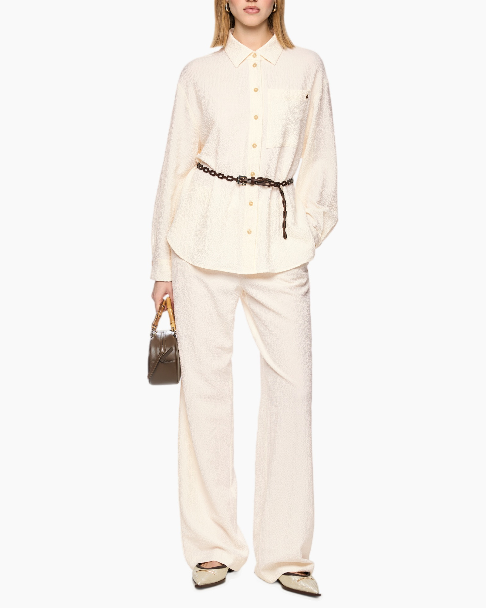 shirt, long-sleeve, button-down, pocket, beige
