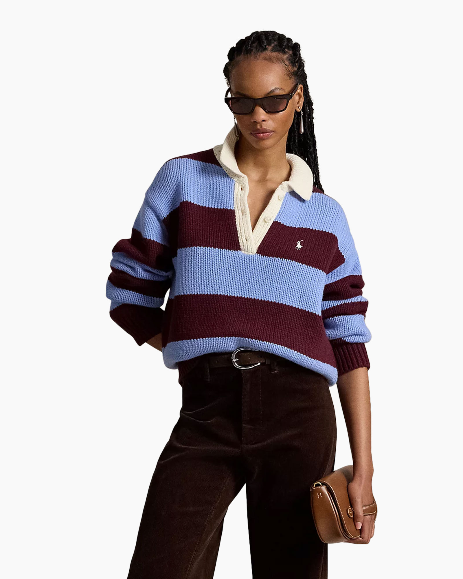 striped sweater, knit pullover, colorblock, collar, reversible polo (not)