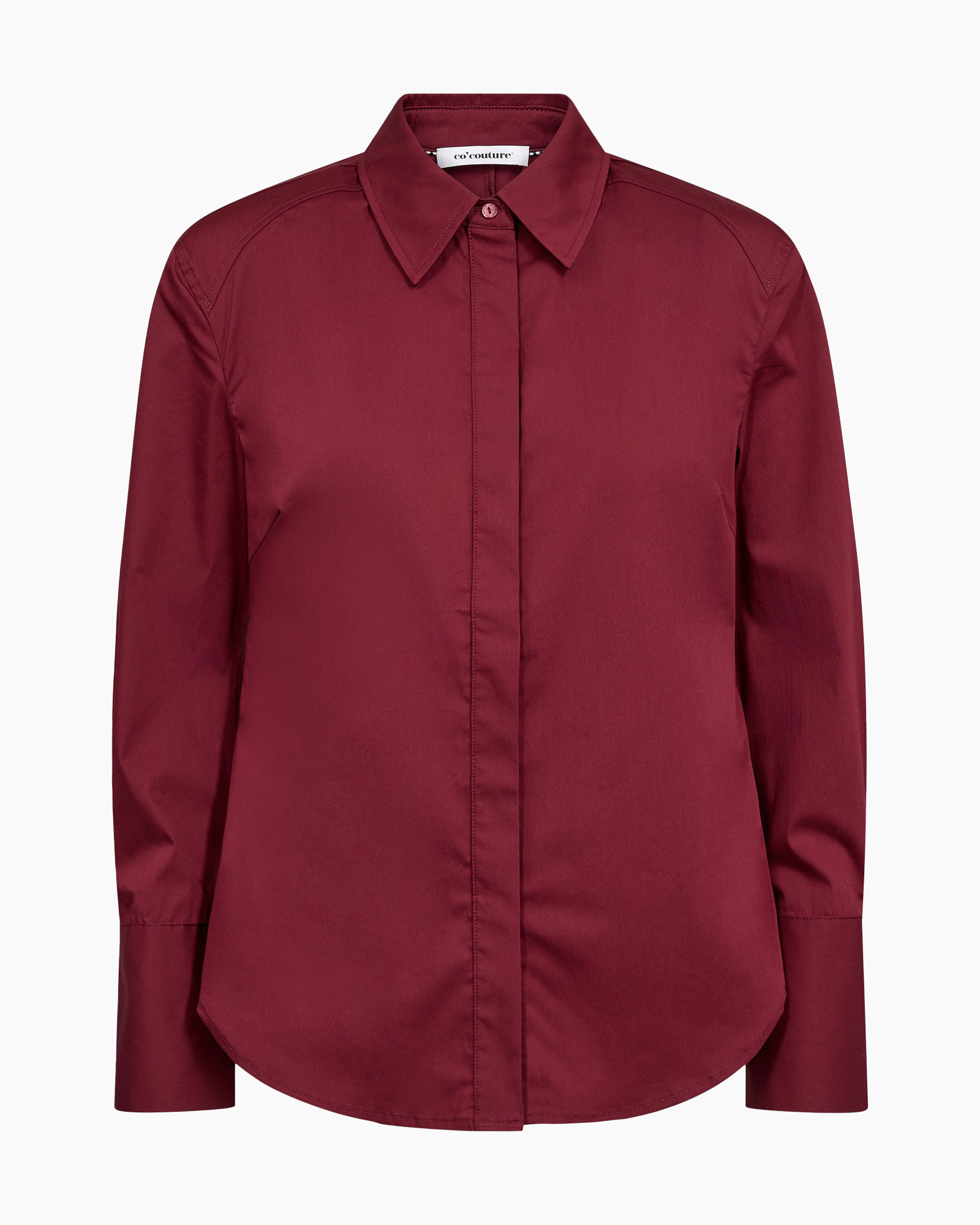 shirt, blouse, long sleeve, collared, burgundy