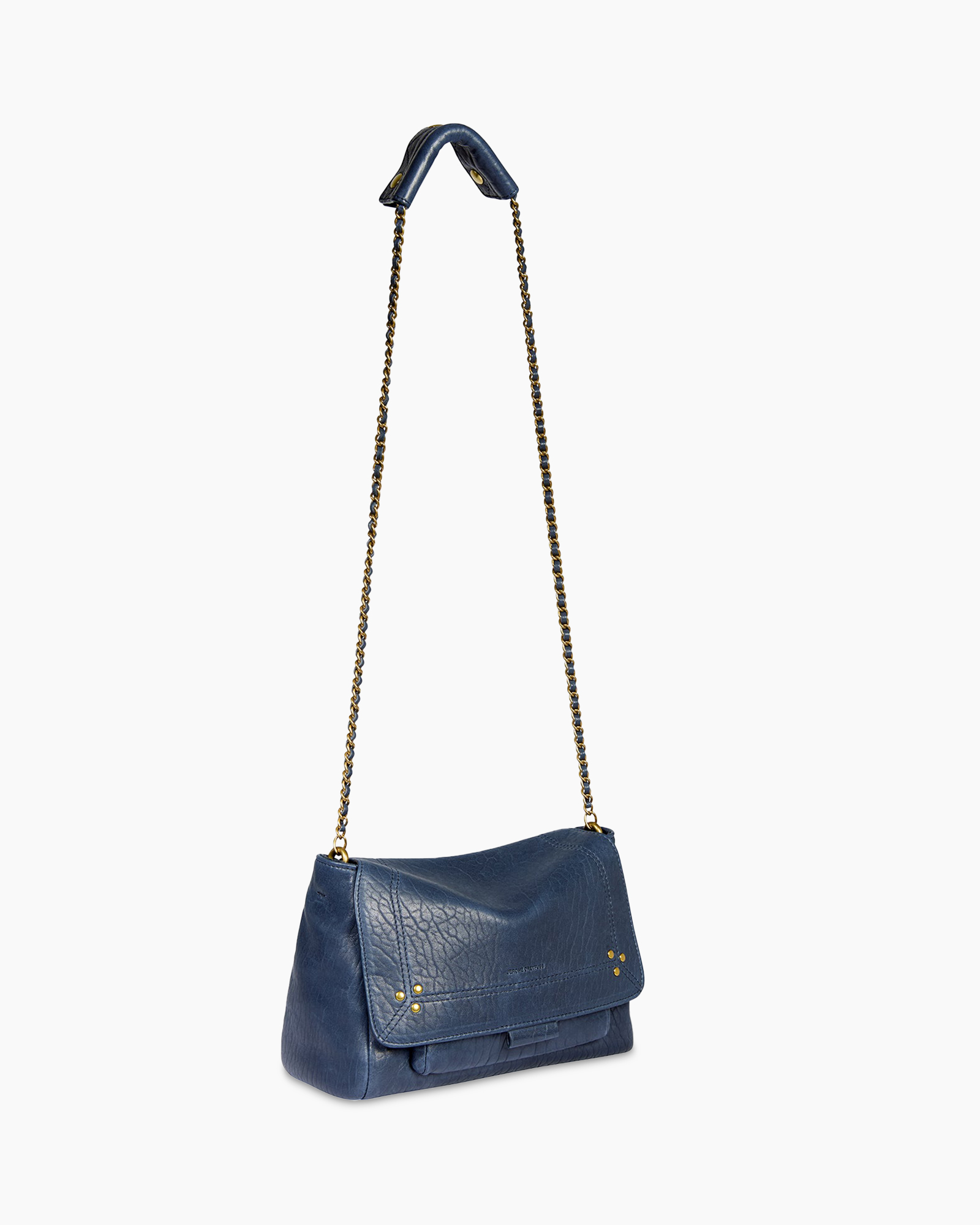 handbag, blue, chain strap, textured leather, wallet clutch