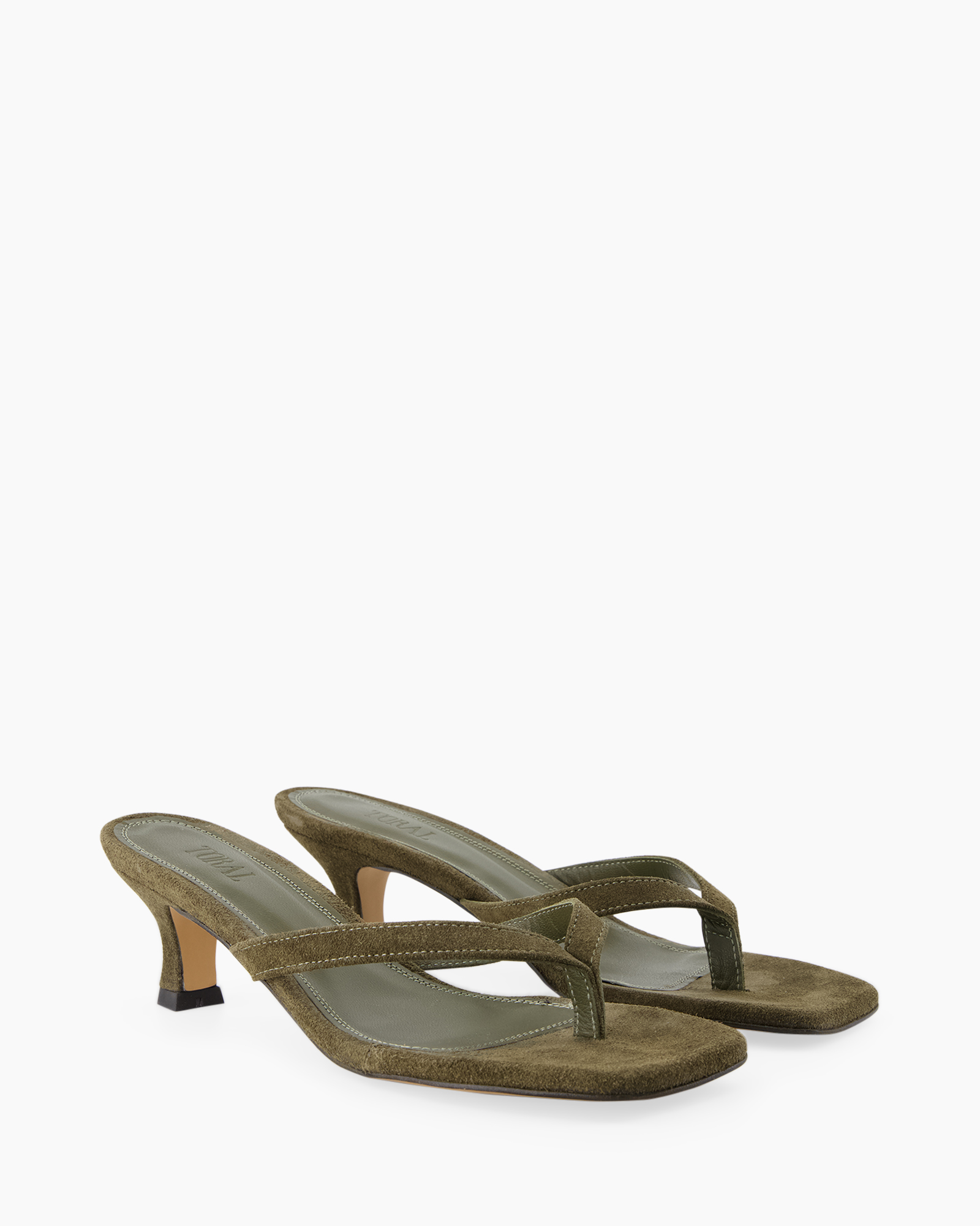 slippers, mules, green, suede, low heel