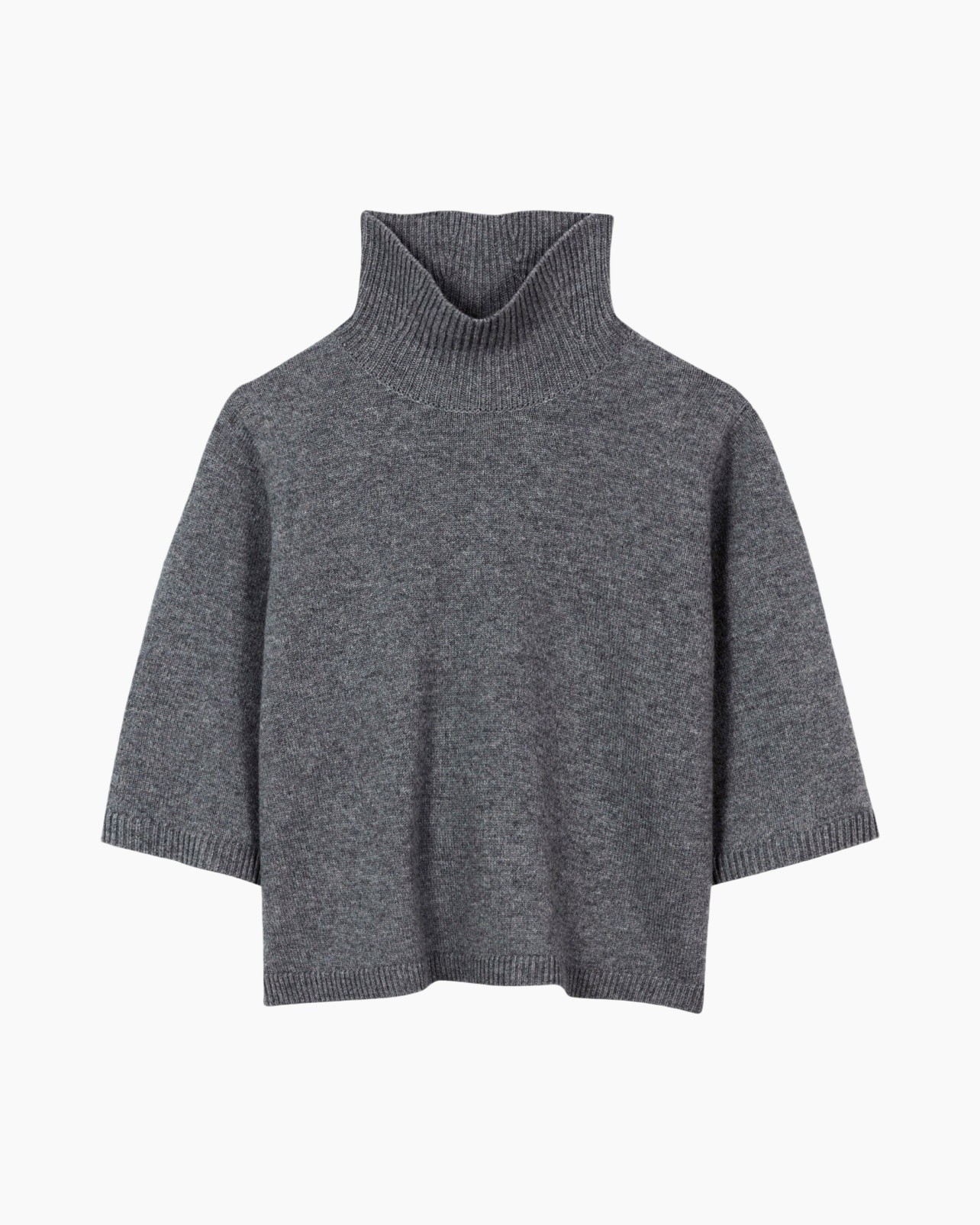 turtleneck, knitted, gray, sweater, loose-fit