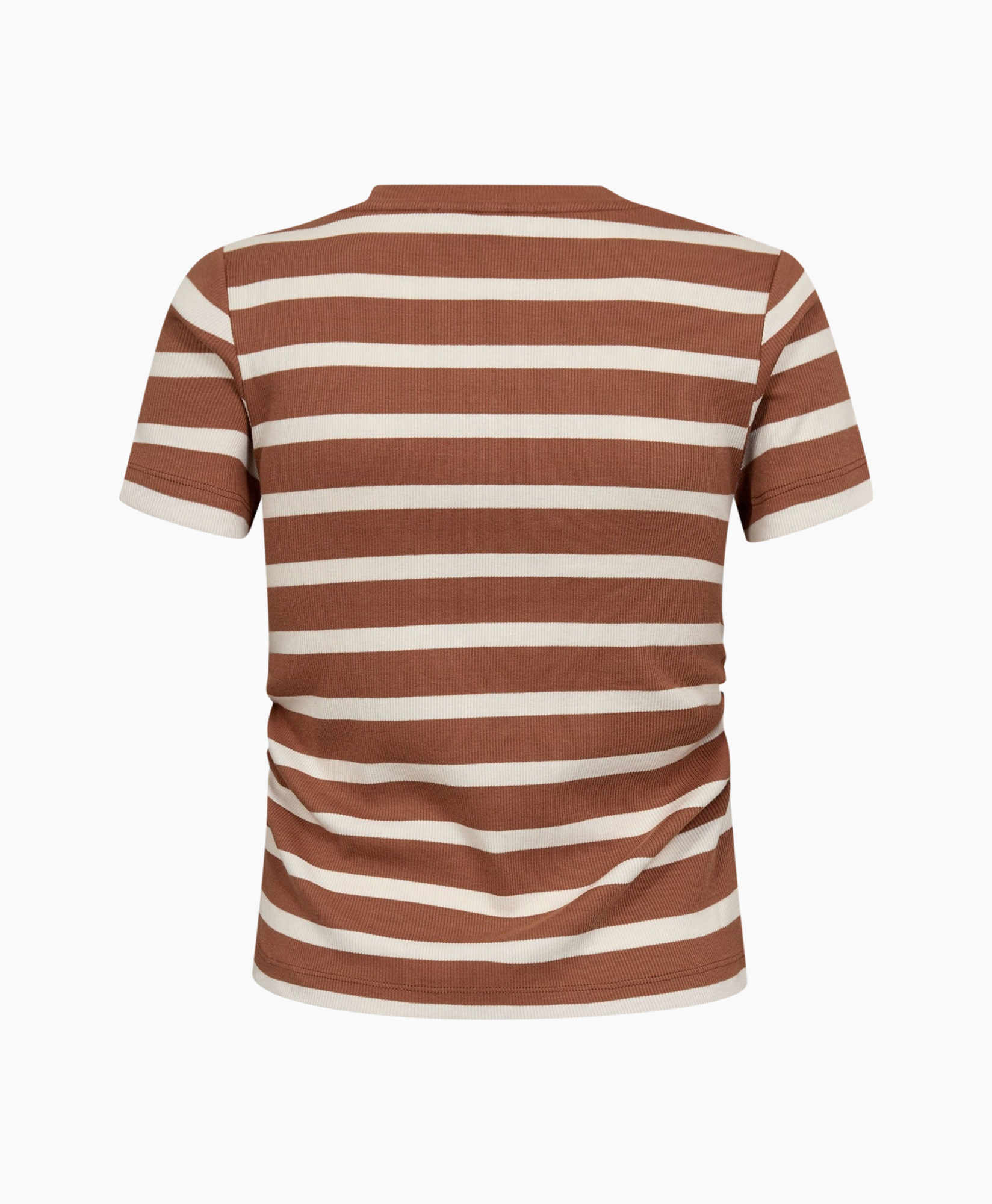 striped, t-shirt, short sleeve, brown, crewel logo