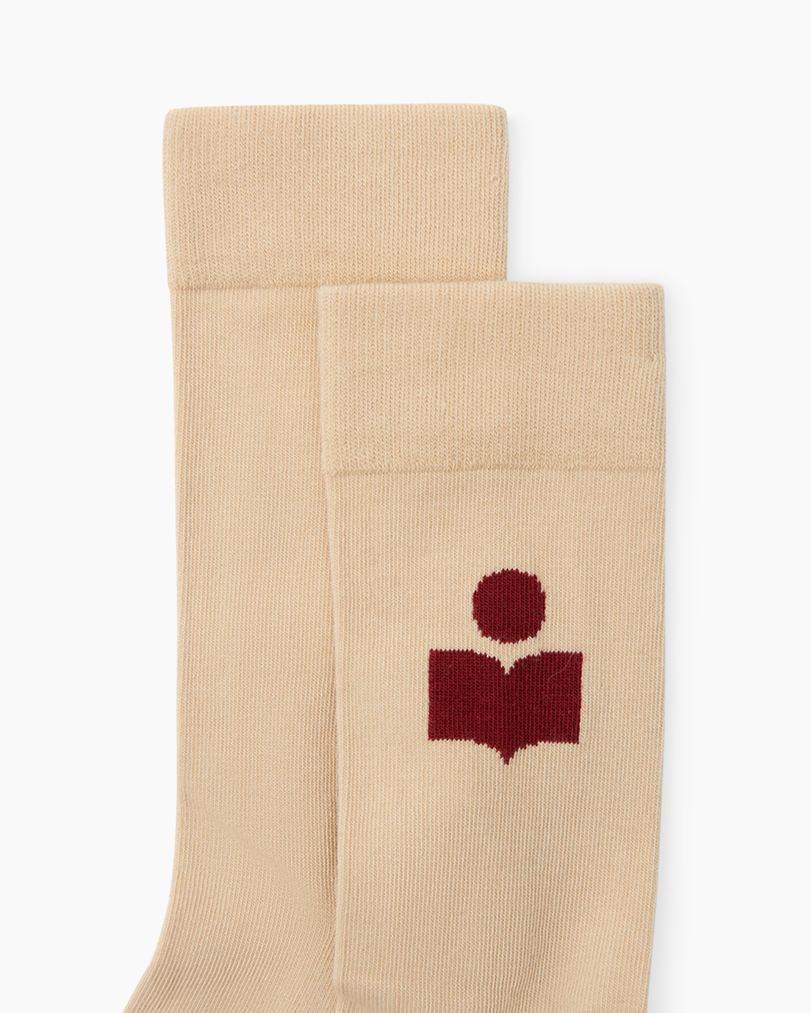socks, beige, crew, logo, midlength