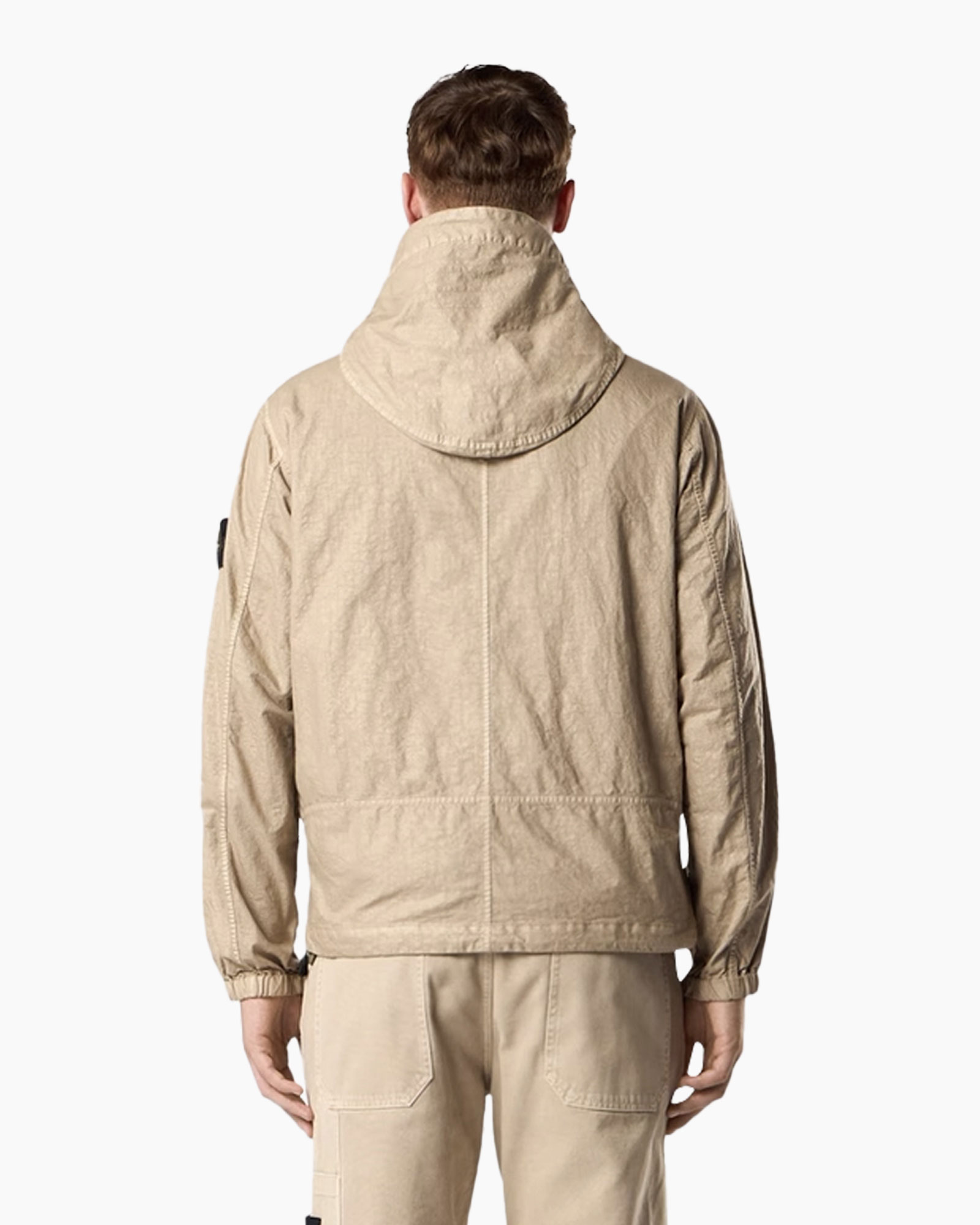 jacket, windbreaker, beige, hooded, zipper