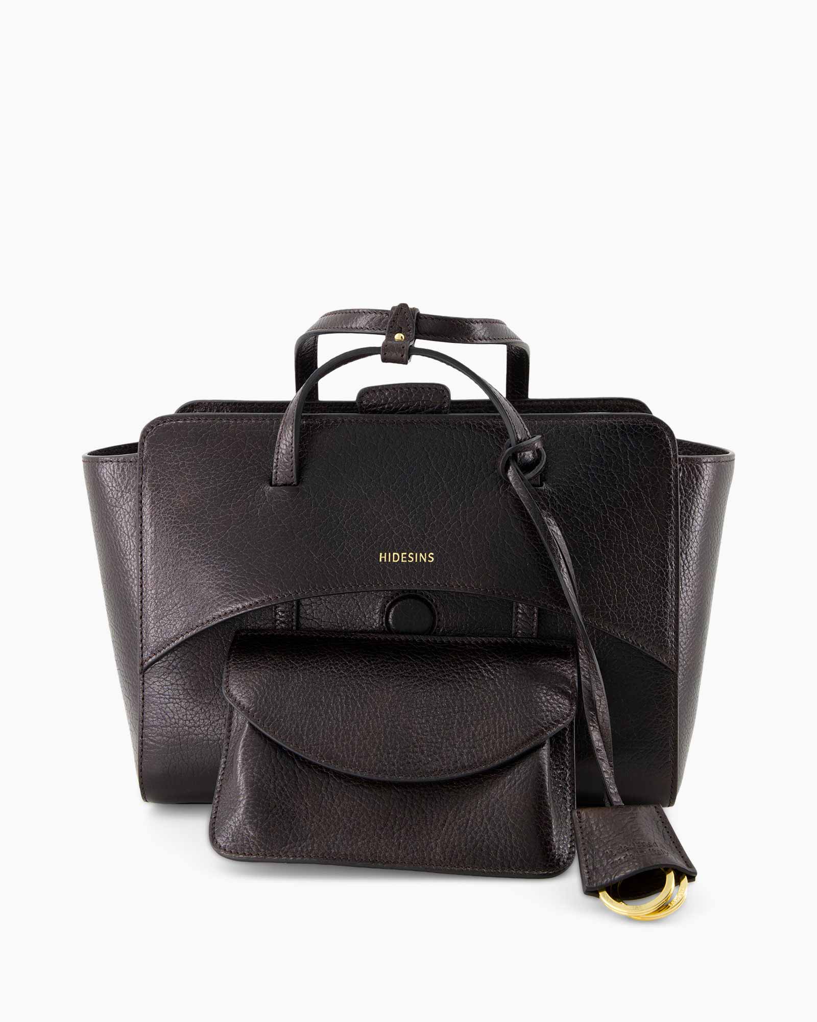 handbag, shoulder bag, brown leather, top-handle, crossbody strap