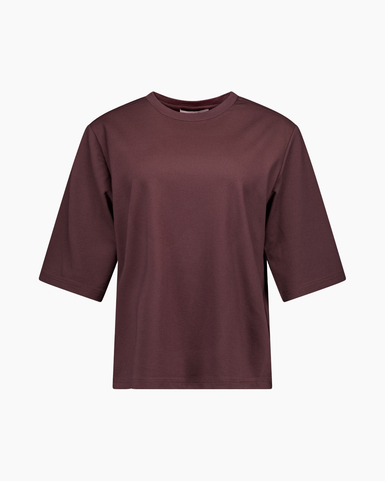 t-shirt, short sleeves, crew neck, solid color, maroon