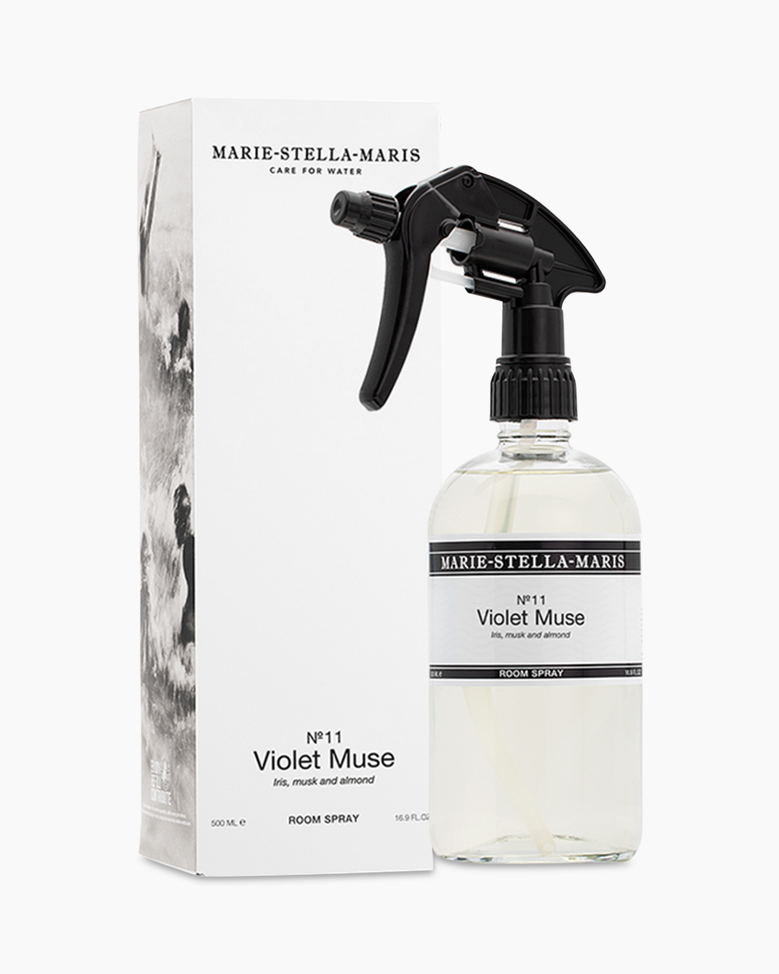 spray, room spray, violet muse, glass bottle, black trigger