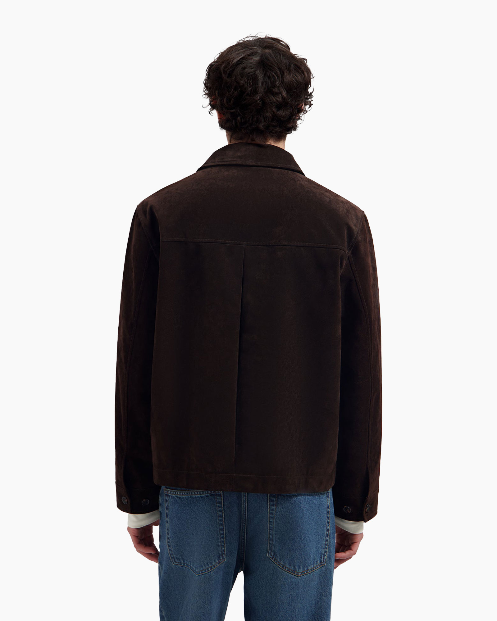 jacket, brown, corduroy, back view, long-sleeve